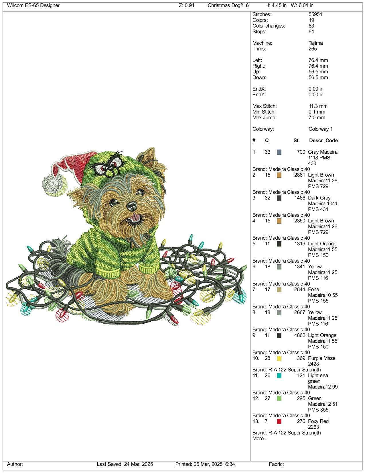 Cute Christmas Dog v2 Embroidery Files - 3 Size's
