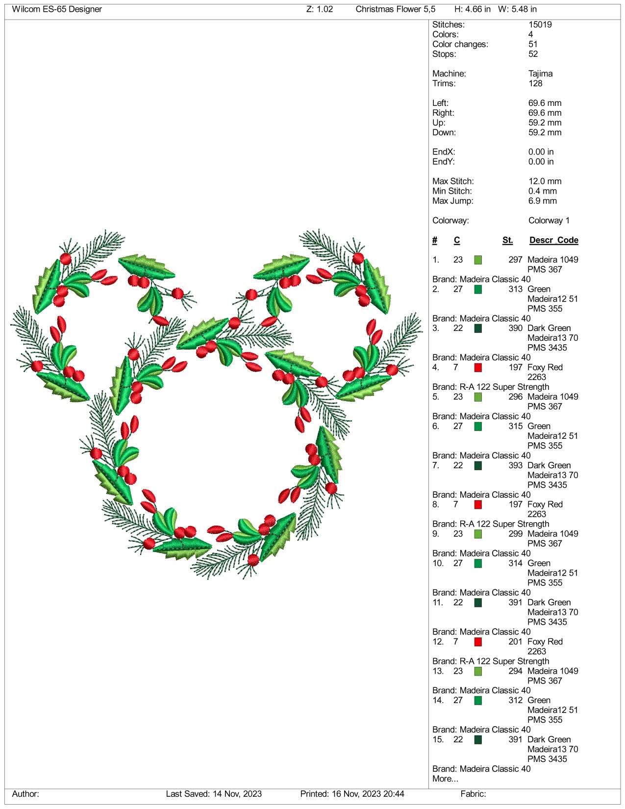 Christmas Mickey Mouse Embroidery Design Files - 3 Size's