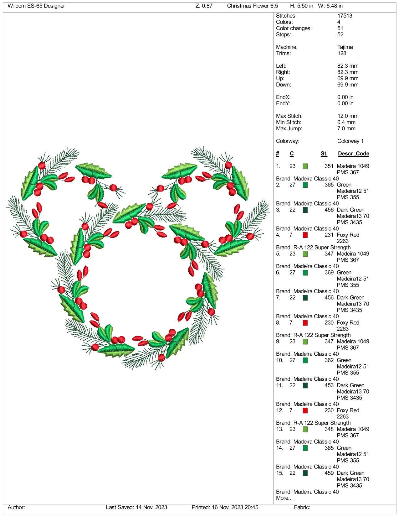 Christmas Mickey Mouse Embroidery Design Files - 3 Size's