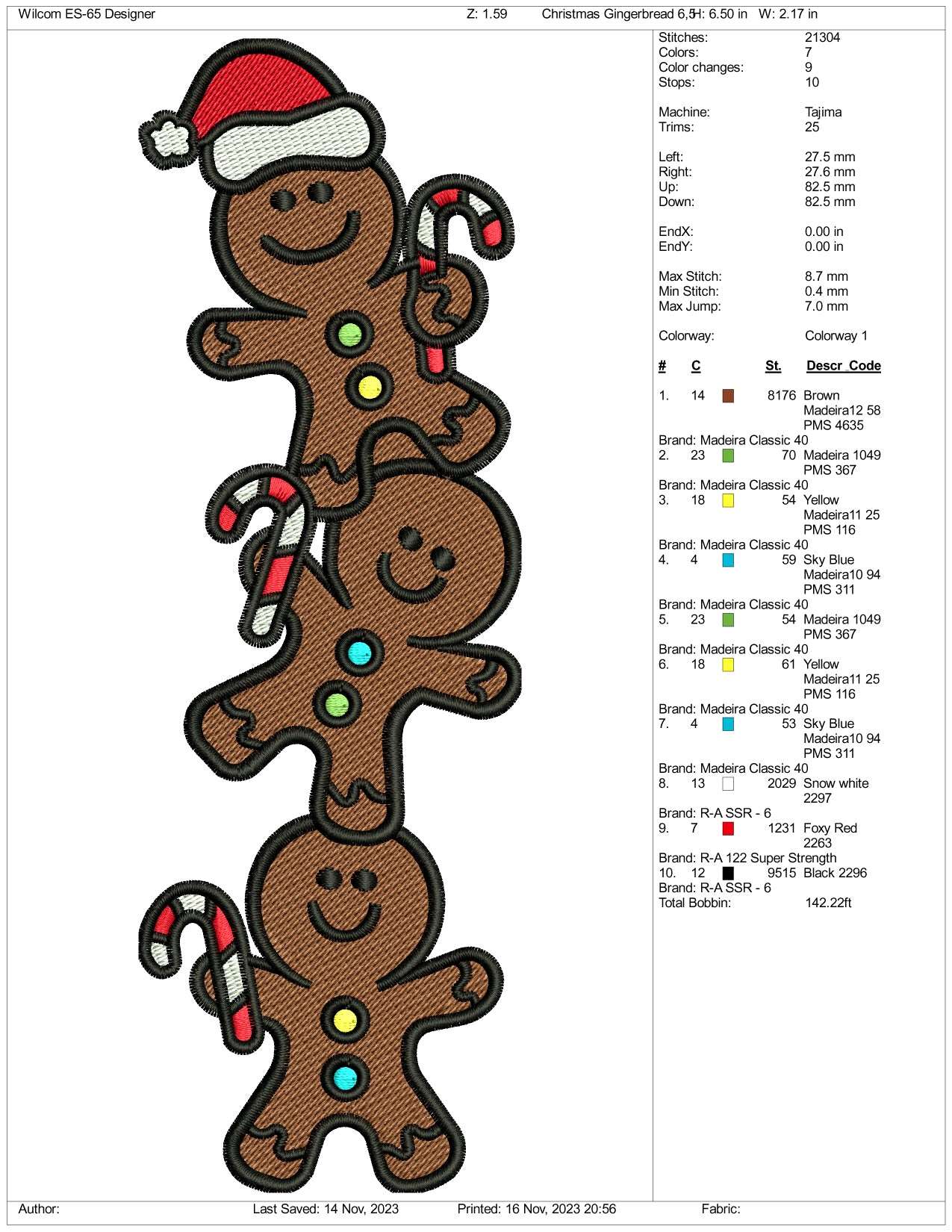 Christmas Gingerbread Embroidery Design Files - 3 Size's