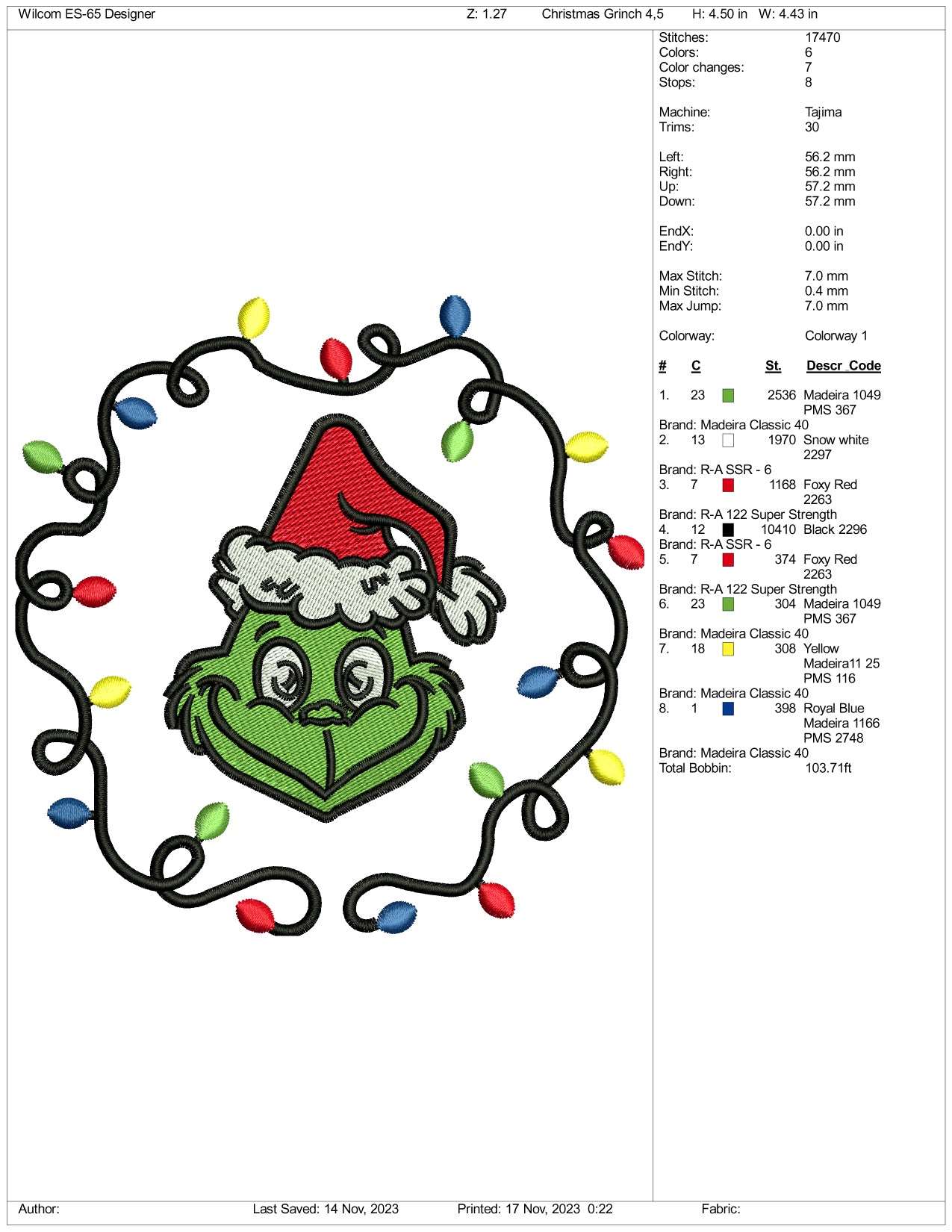 Christmas Grinch Wreath Embroidery Design Files - 3 Size's