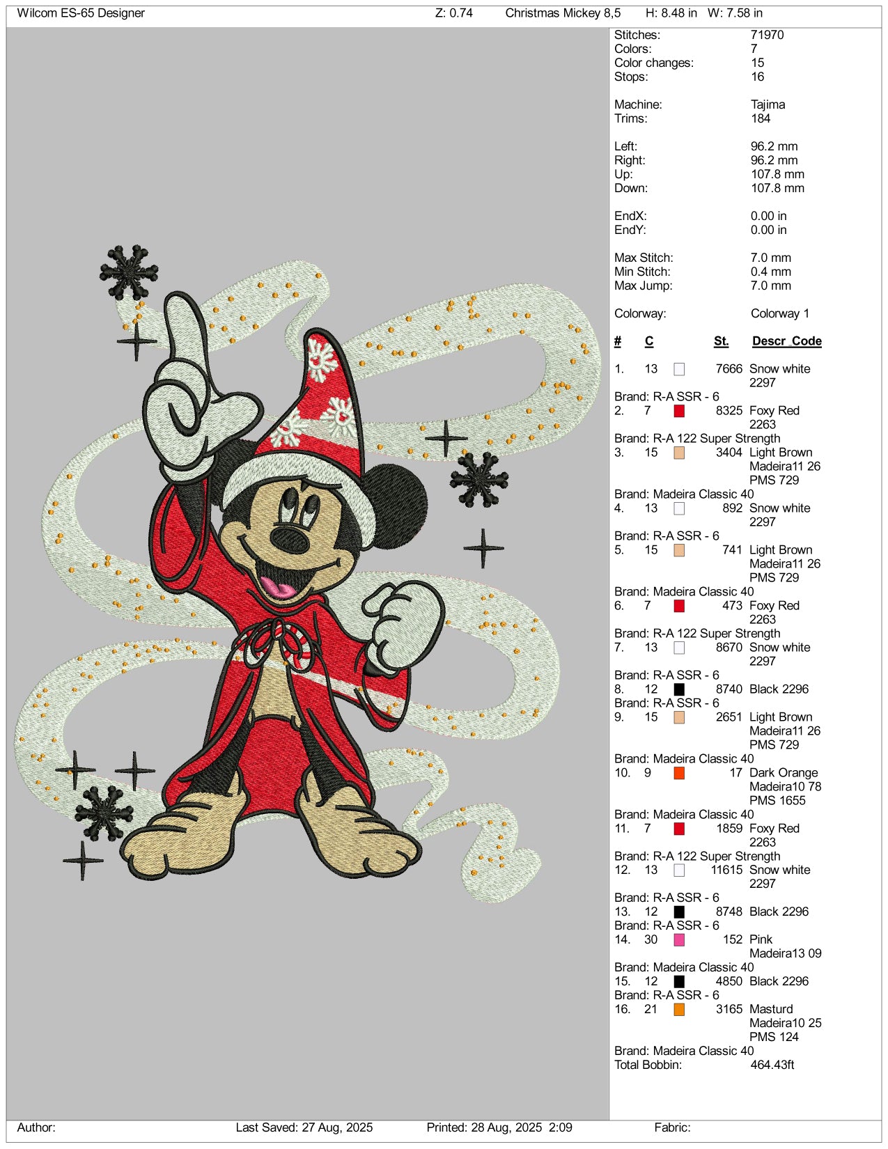 Magic Mickey Mouse Embroidery Design Files - 3 Size's