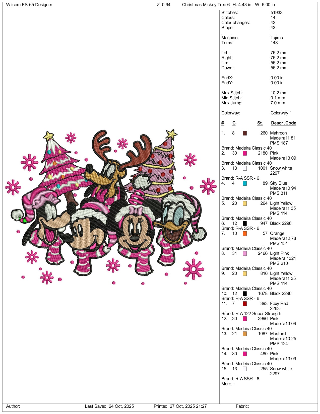 Disney Family Pink Edition Embroidery Design Files - 4 Size's