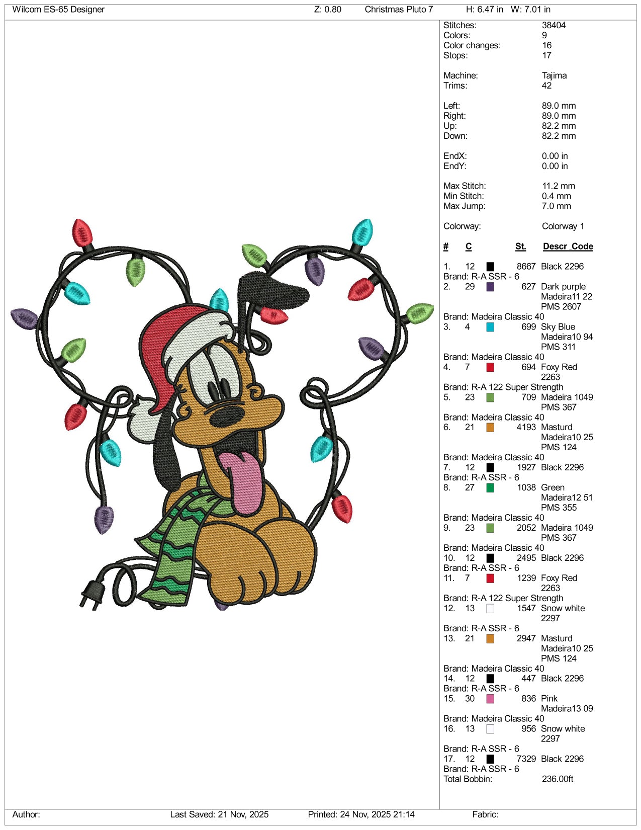 Pluto v3 Embroidery Design Files - 5 Size's