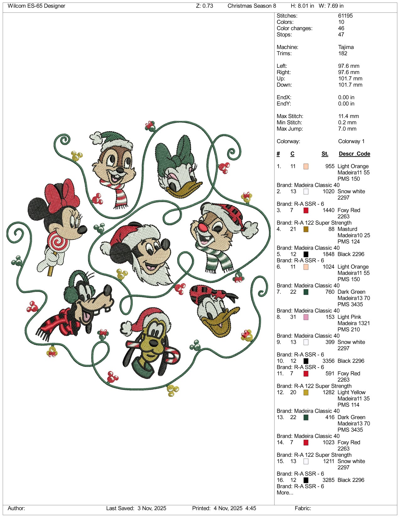Mickey Mouse & Friends Embroidery Design Files - 3 Size's