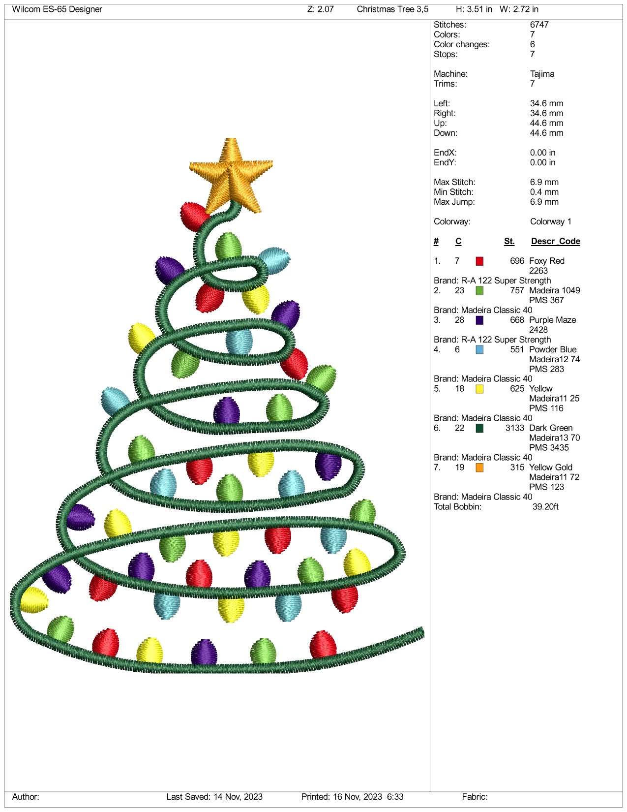 Chirstmas Tree v5 Embroidery Design Files - 3 Size's