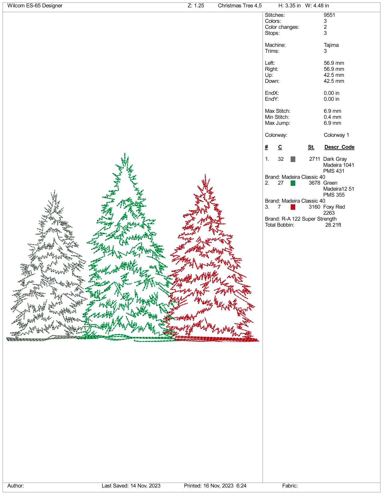 3 Christmas Tree v3 Embroidery Design Files - 3 Size's