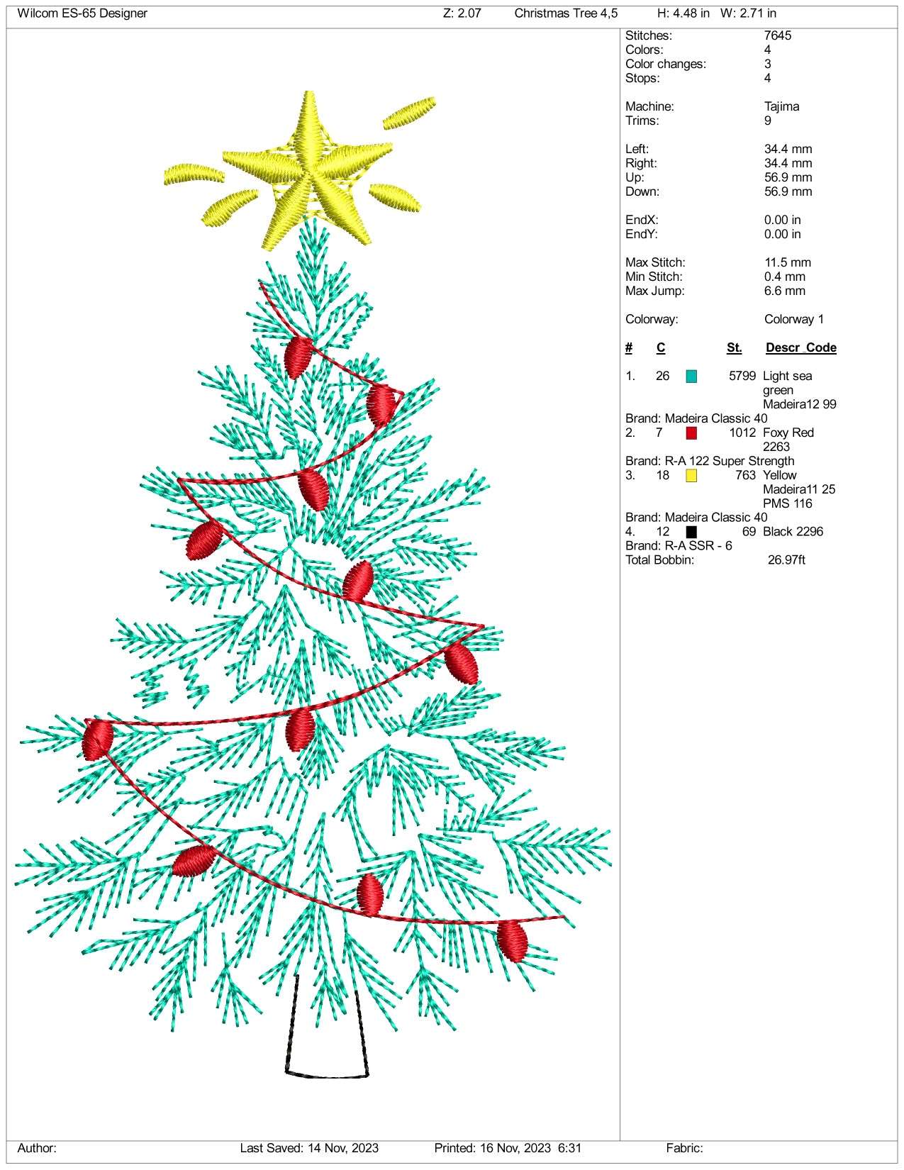 Christmas Tree v5 Embroidery Design Files - 3 Size's