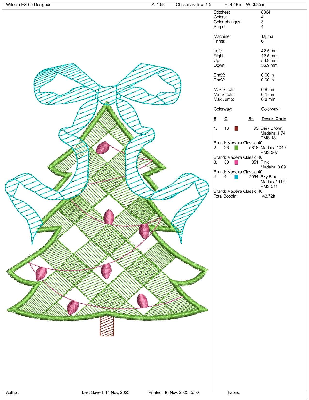 Christmas Tree v9 Embroidery Design Files - 3 Size's