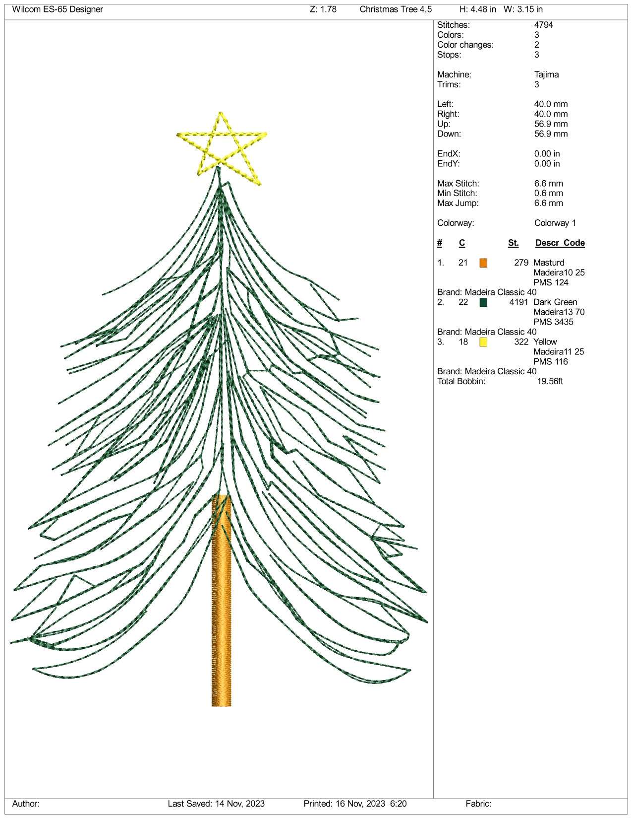 Christmas Tree v7 Embroidery Design Files - 3 Size's