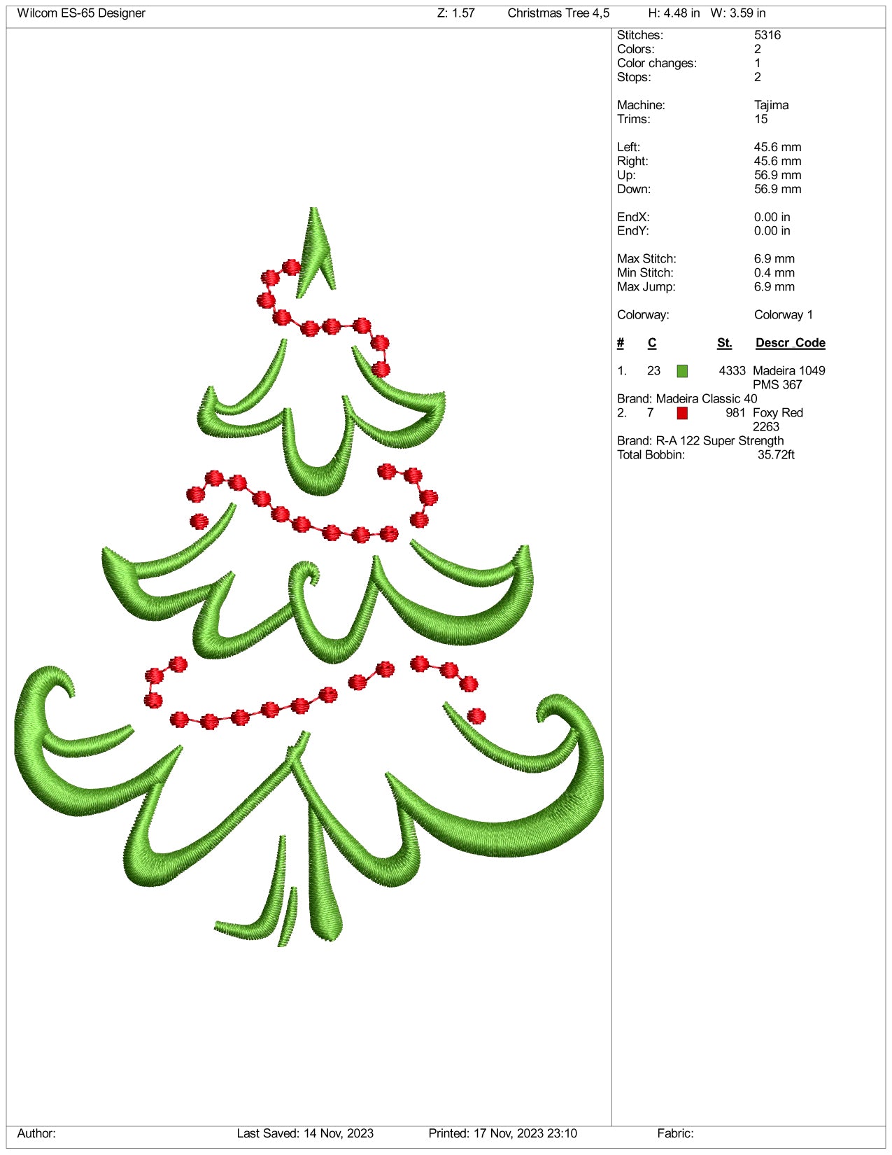 Christmas Tree v2 Embroidery Design Files - 3 Size's