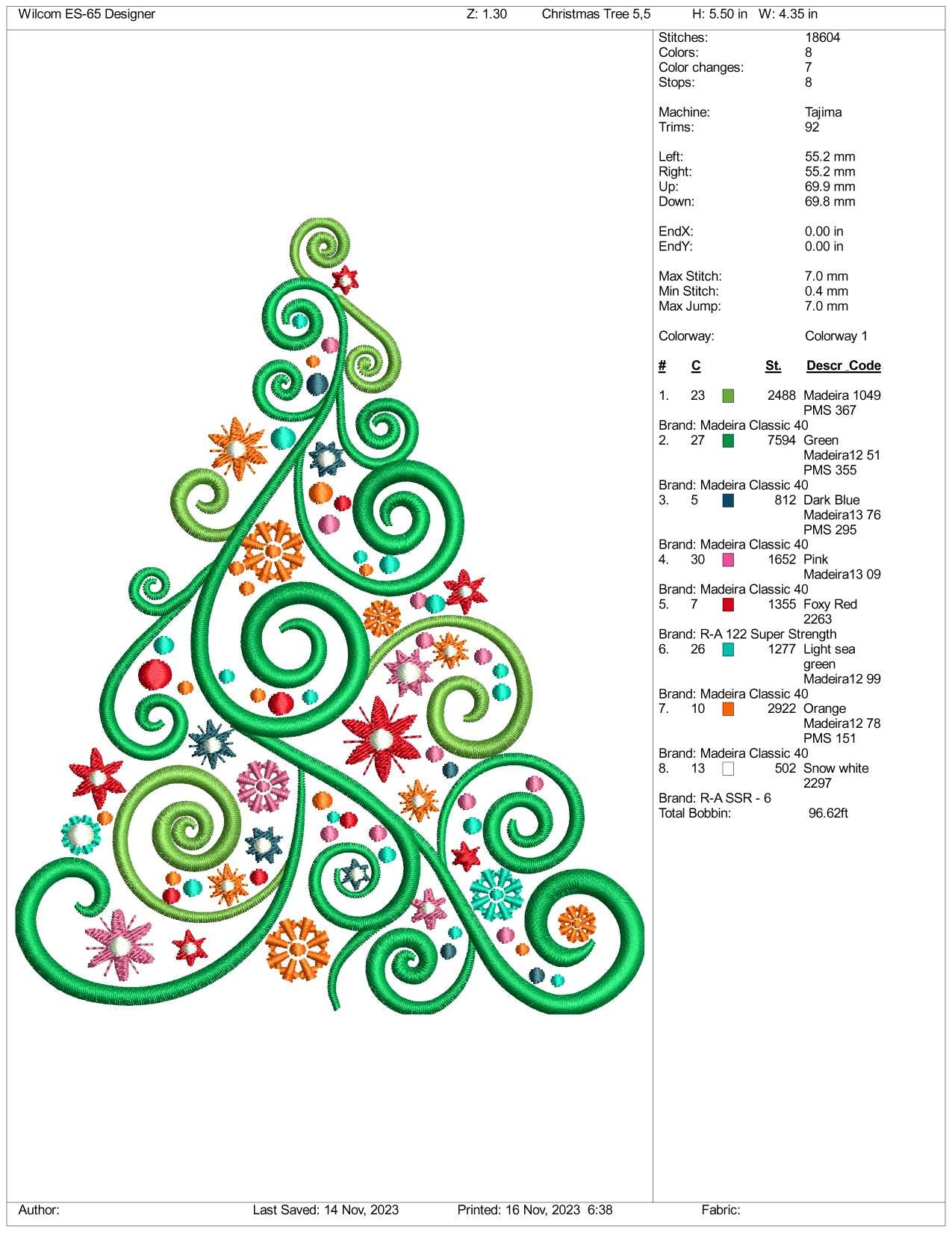 Christmas Tree v3 Embroidery Design Files - 3 Size's