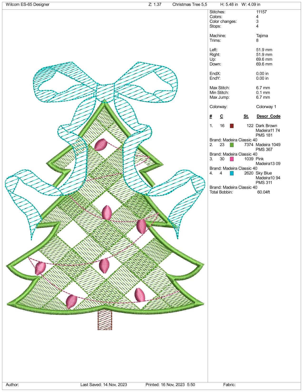 Christmas Tree v9 Embroidery Design Files - 3 Size's