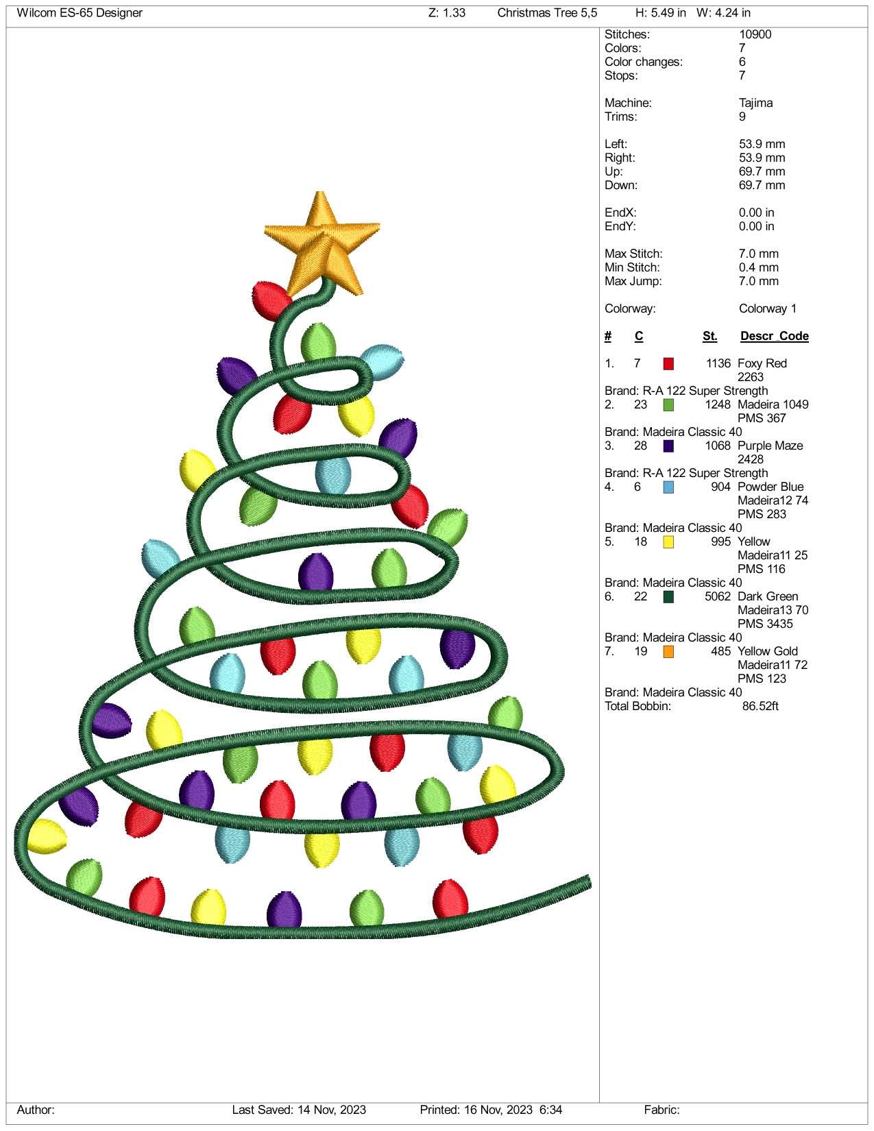 Chirstmas Tree v5 Embroidery Design Files - 3 Size's