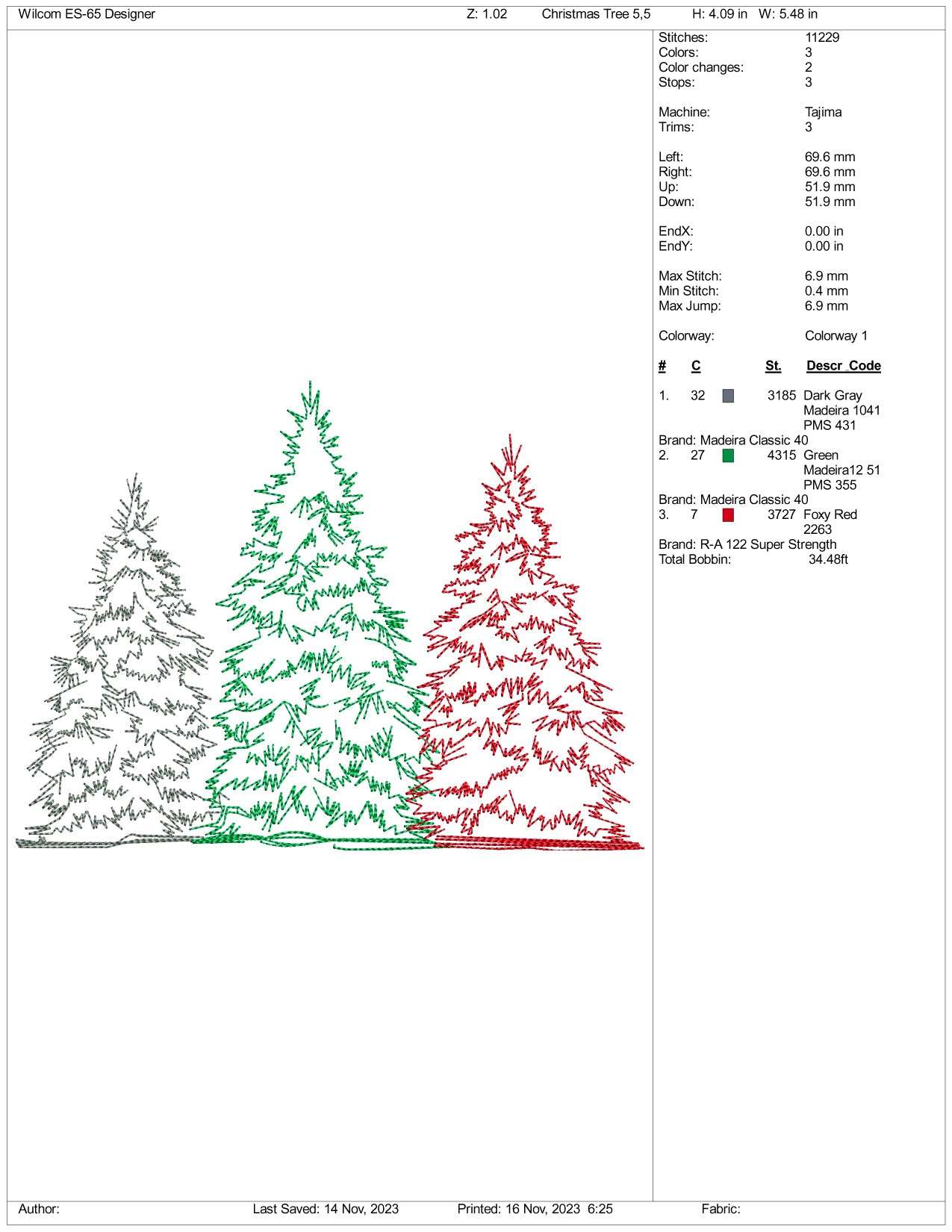 3 Christmas Tree v3 Embroidery Design Files - 3 Size's