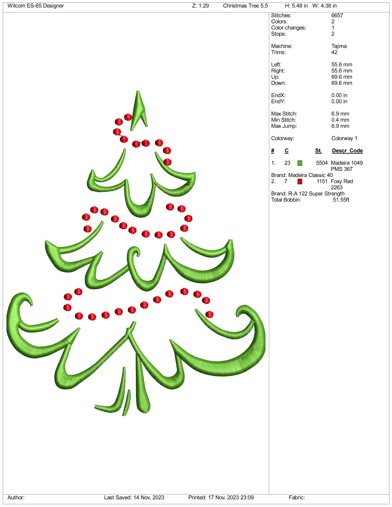 Christmas Tree v2 Embroidery Design Files - 3 Size's