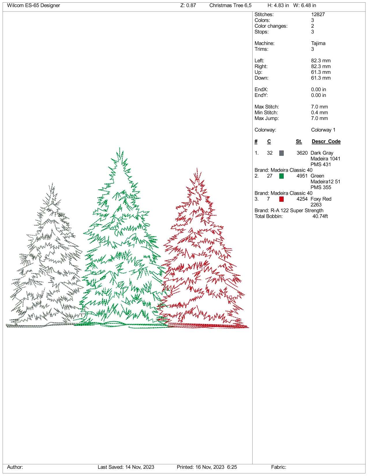 3 Christmas Tree v3 Embroidery Design Files - 3 Size's