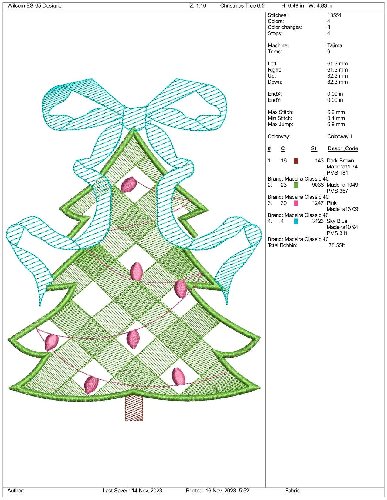 Christmas Tree v9 Embroidery Design Files - 3 Size's