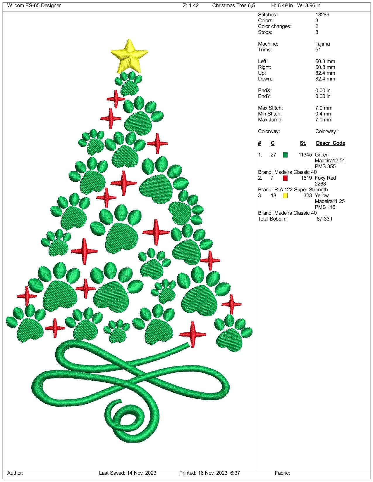 Christmas Tree v4 Embroidery Design Files - 3 Size's