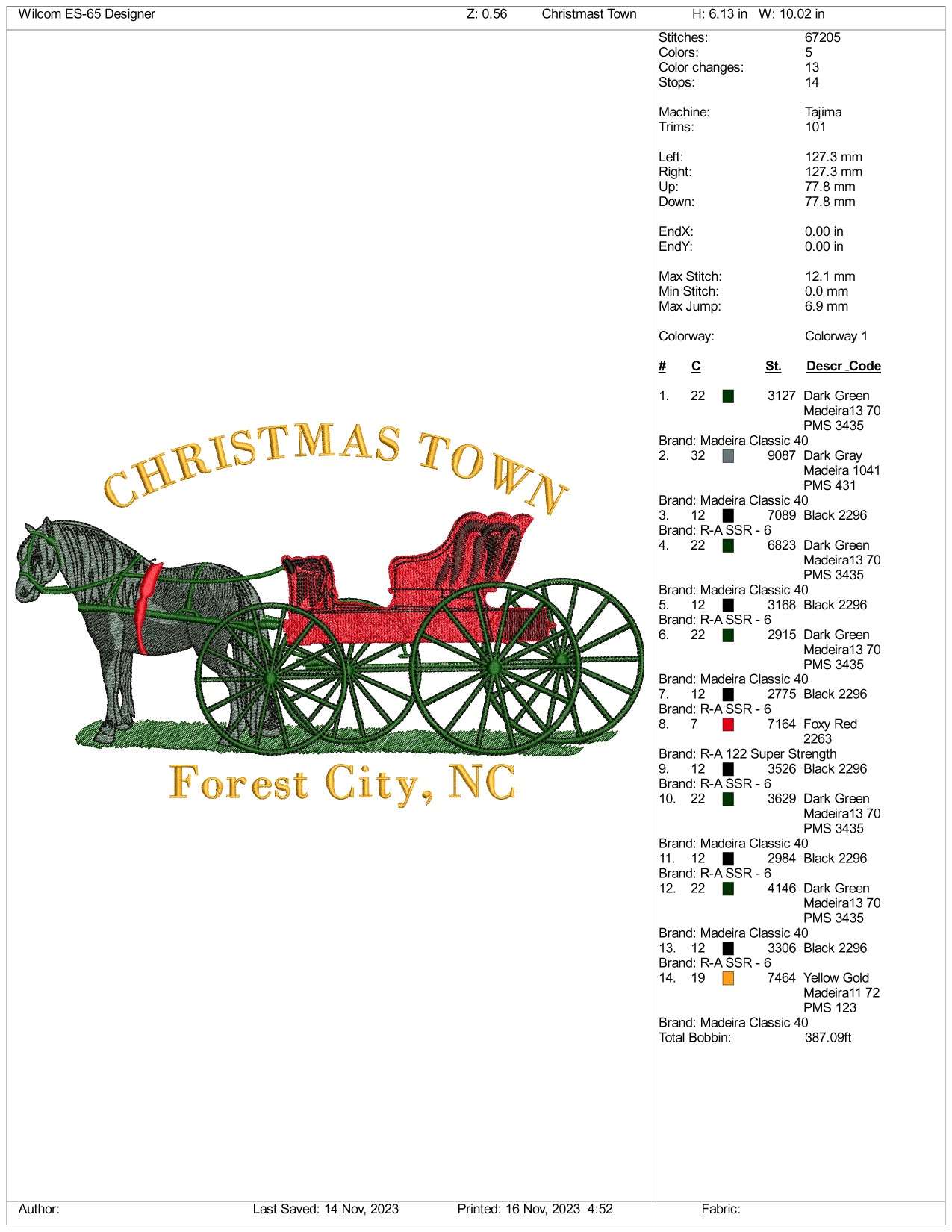 Christmas Town Embroidery Design Files - 3 Size's