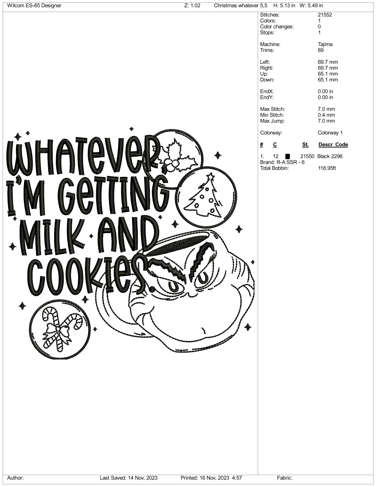 Whatever I'M Getting Milk and Cookies Embroidery Design Files - 3 Size's