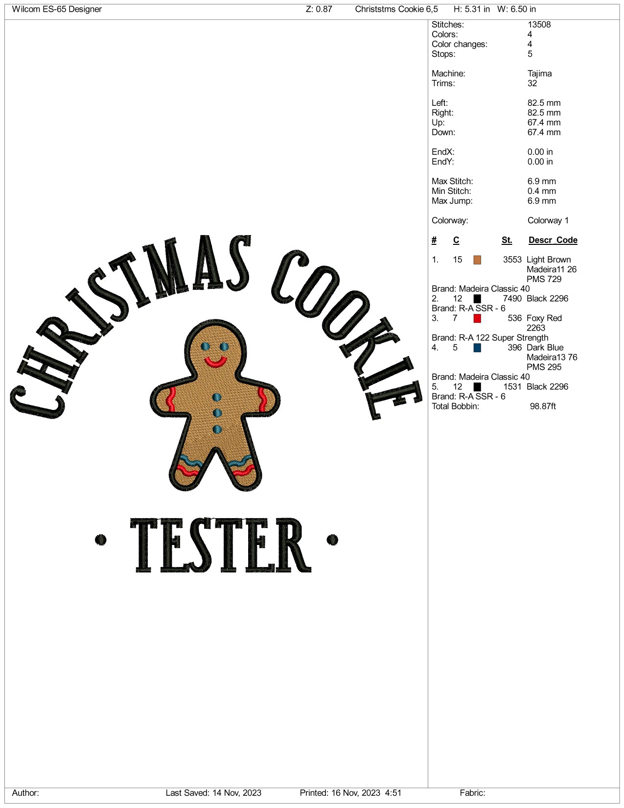 Christmas Cookie Embroidery Design Files - 3 Size's