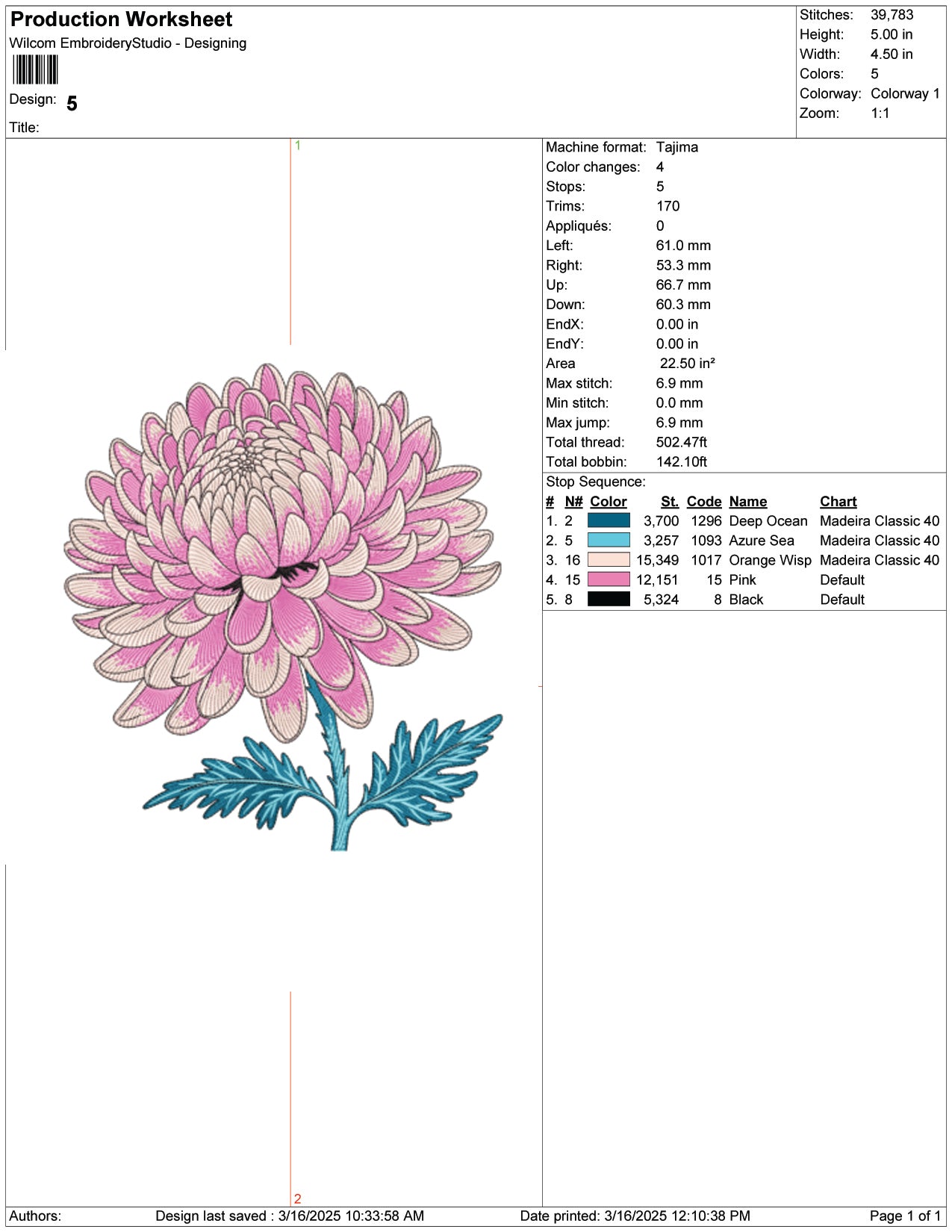 Chrysanthemum Blossom Embroidery Design Files - 9 Size's