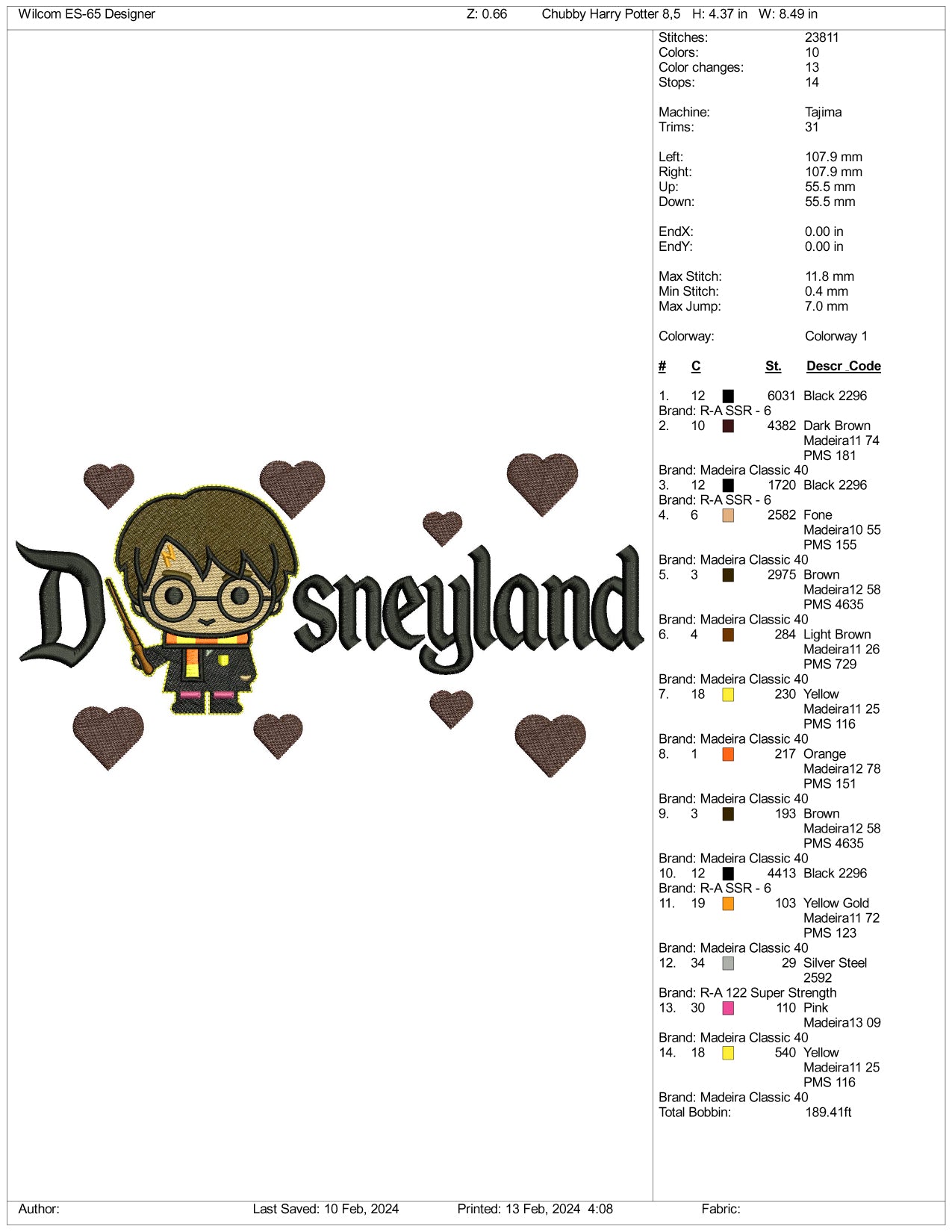 Chibi Harry Potter Disneyland Embroidery Design Files - 3 Size's