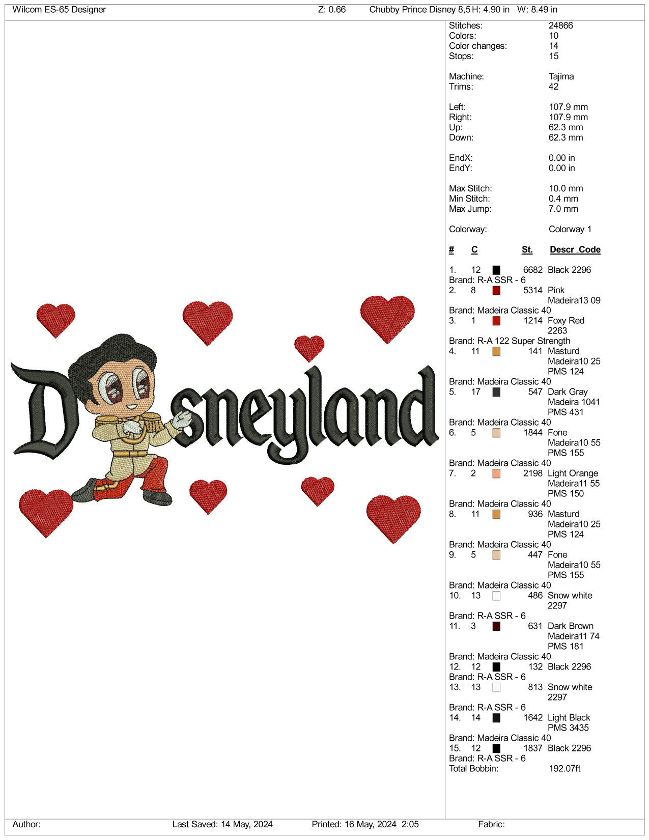 Chibi Prince Charming Disneyland Embroidery Design Files - 3 Sizes