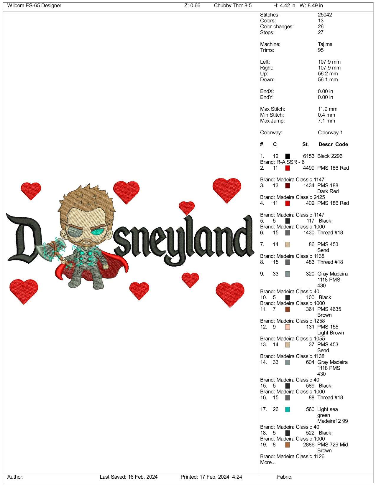 Chibi Thor Disneyland Embroidery Design Files - 3 Size's