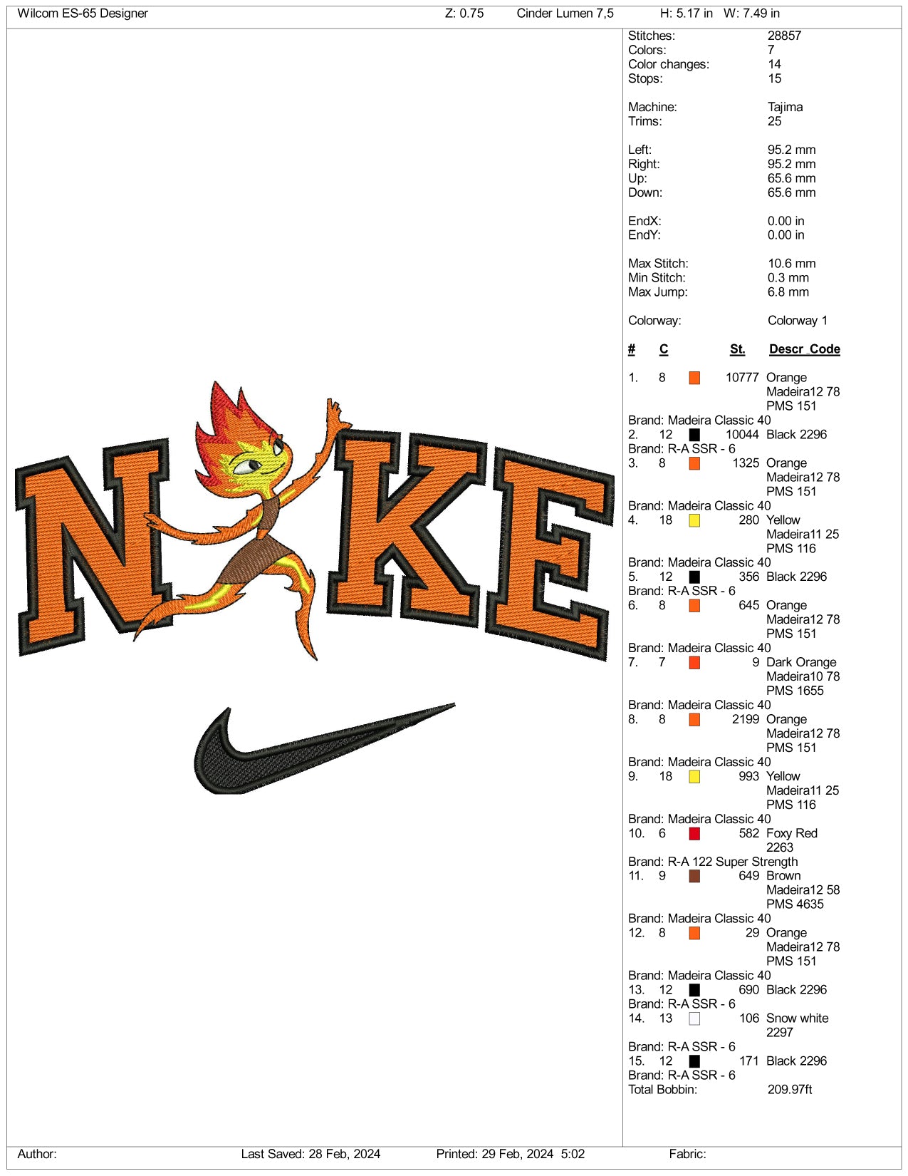 Nike Ember Lumen Embroidery Design Files - 3 Size's