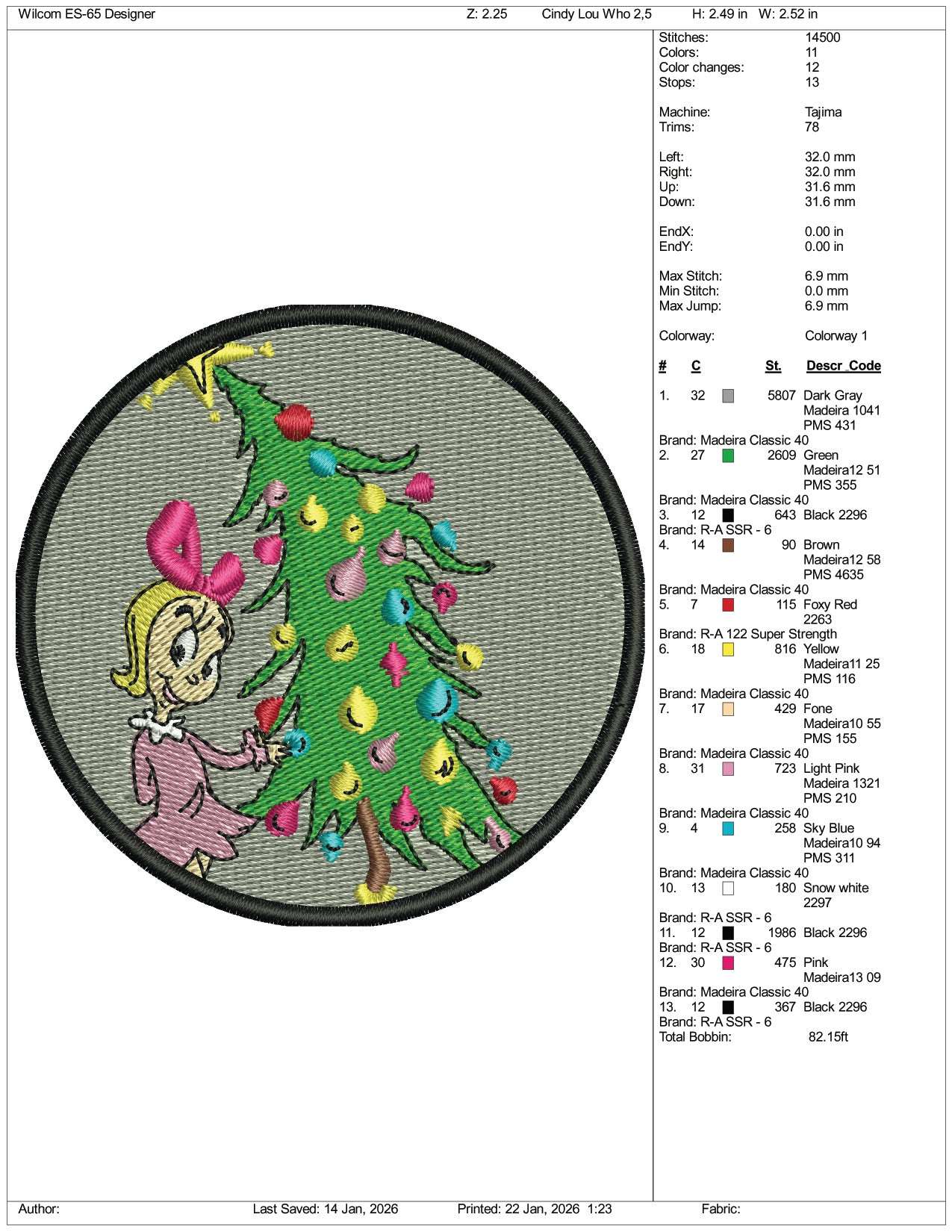 Girl with Tree Embroidery Design Files - 3 Size's