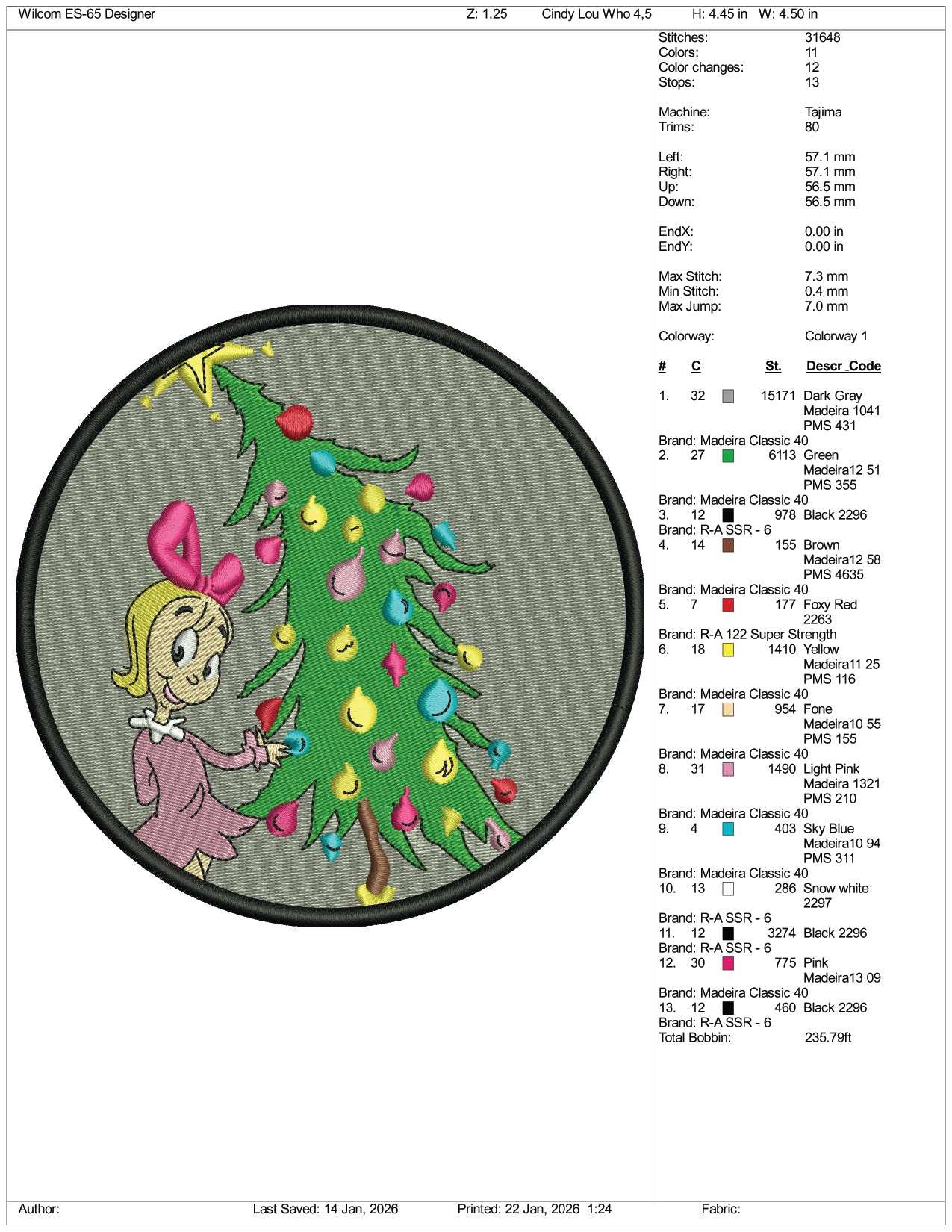 Girl with Tree Embroidery Design Files - 3 Size's