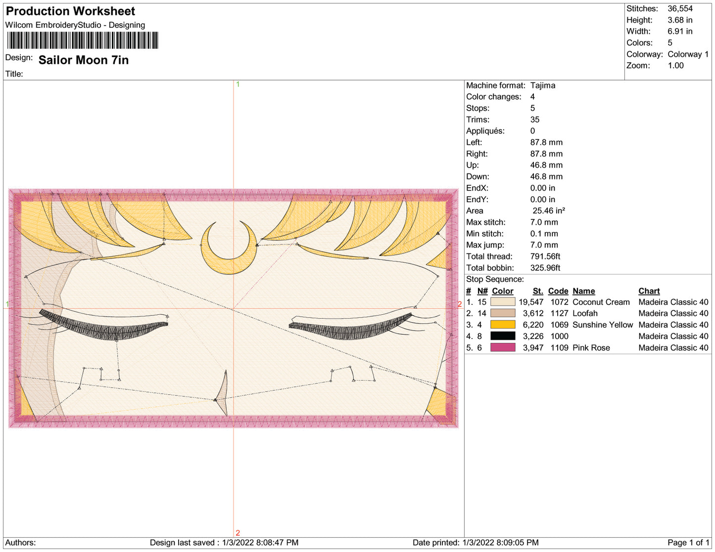 Sailor Moon v2 Embroidery Design Files - 4 Size's