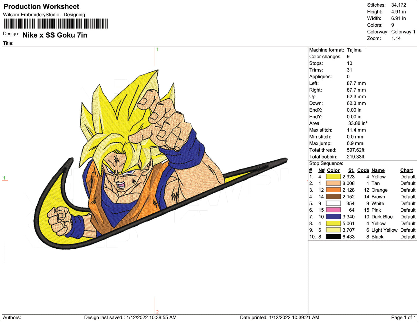 Nike Goku Swoosh v4 Embroidery Design Files - 3 Size's
