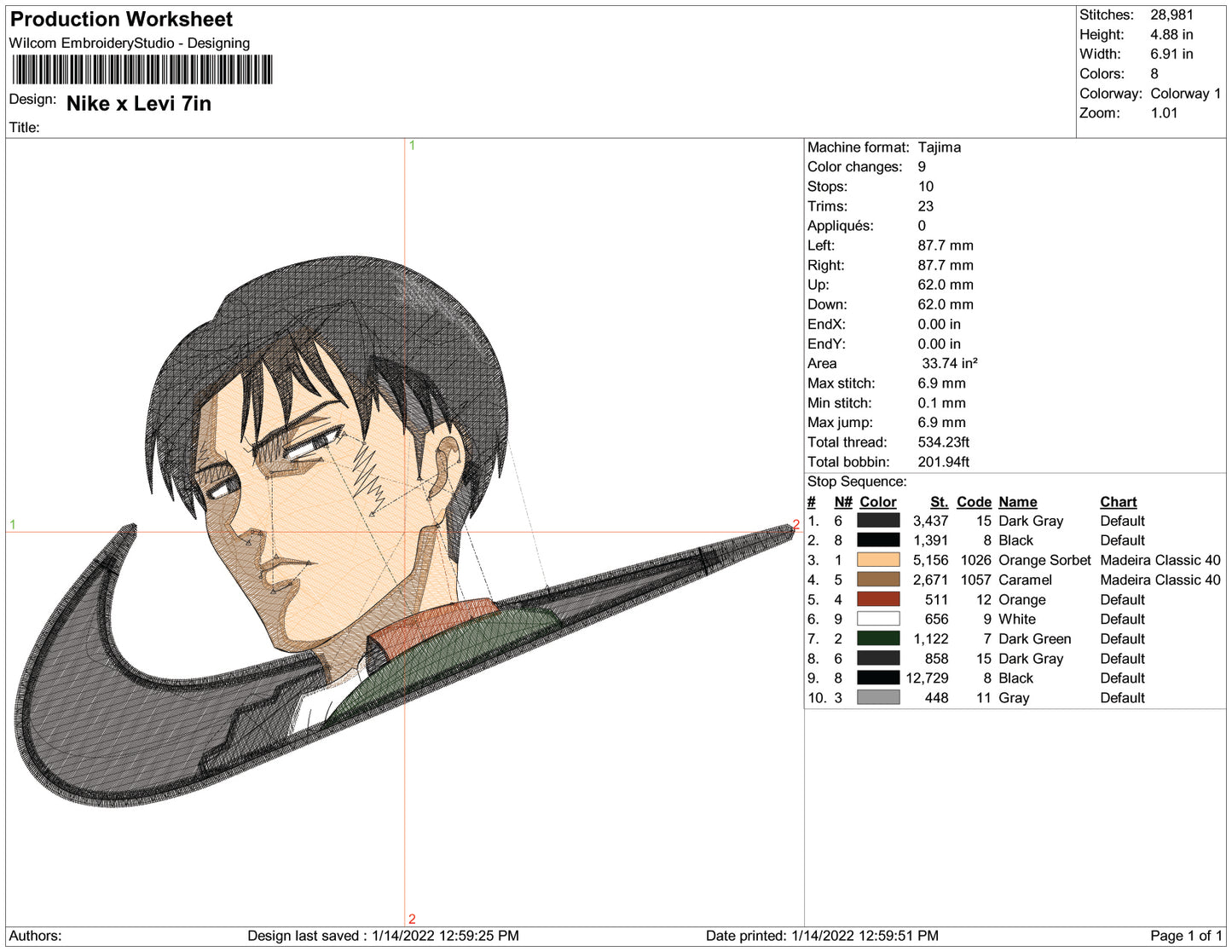 Levi Ackerman Swoosh v3 Embroidery Design Files - 3 Size's