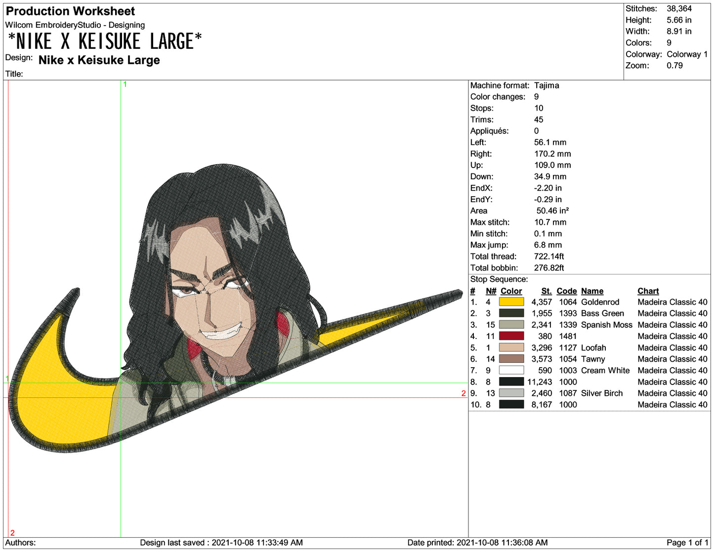 Keisuke Baji Swoosh Embroidery Design Files - 4 Size's