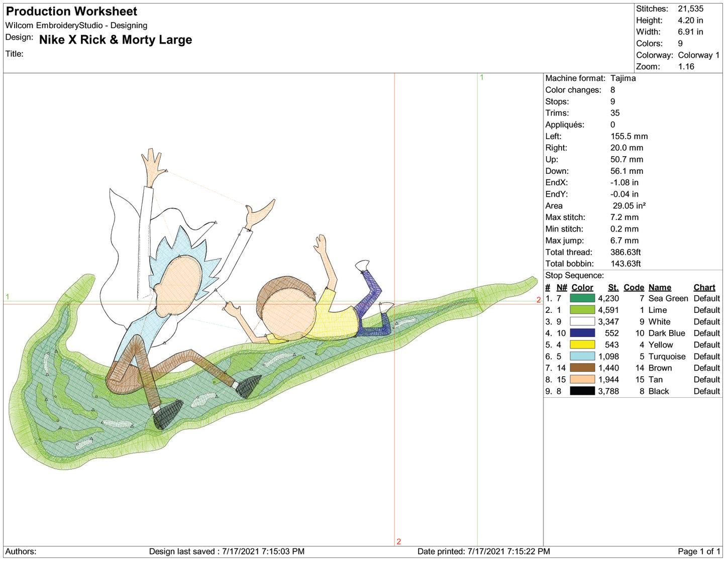 Rick and Morty Swoosh Embroidery Design Files - 3 Size's