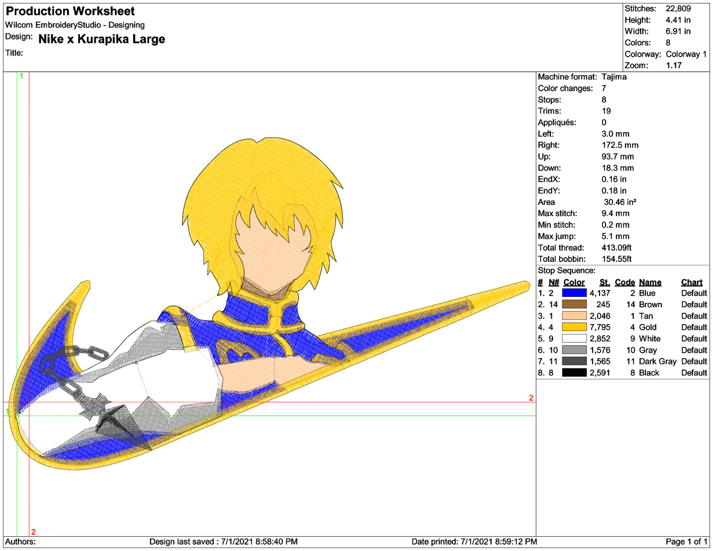 Kurapika Swoosh Embroidery Design Files - 3 Size's