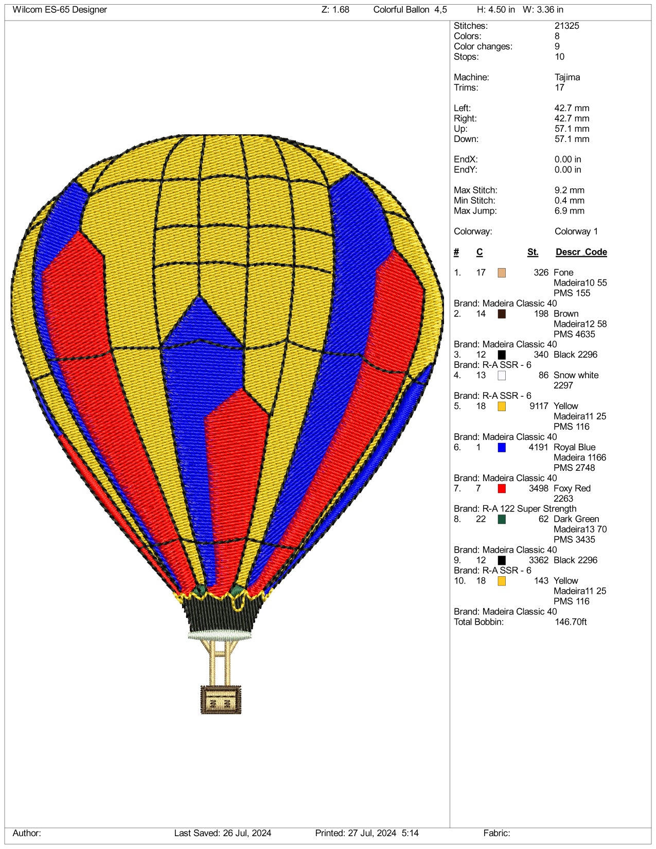 Hot Air Balloons Embroidery Design Files - 3 Size's