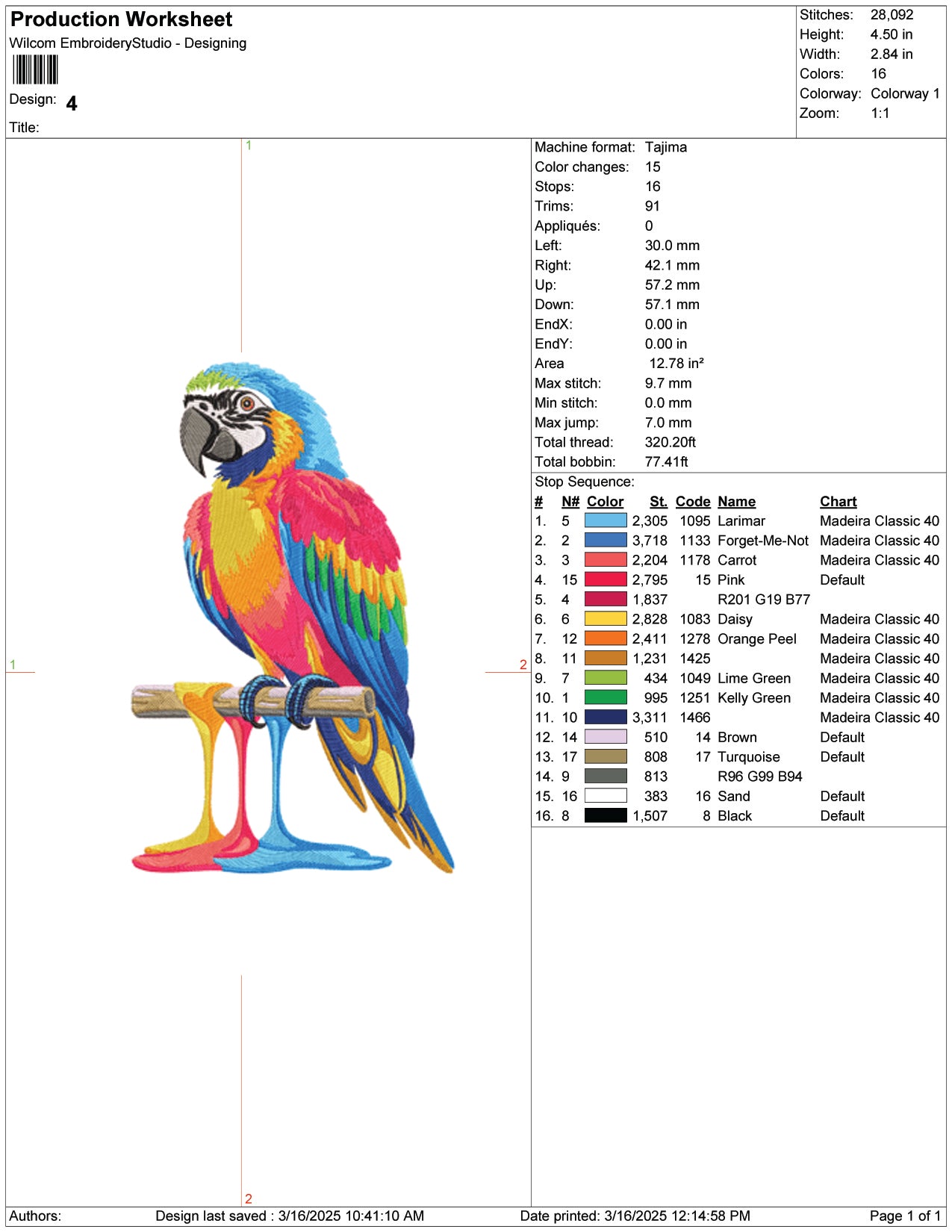 Colorful Parrot with Dripping Prints Embroidery Design Files - 9 Size's