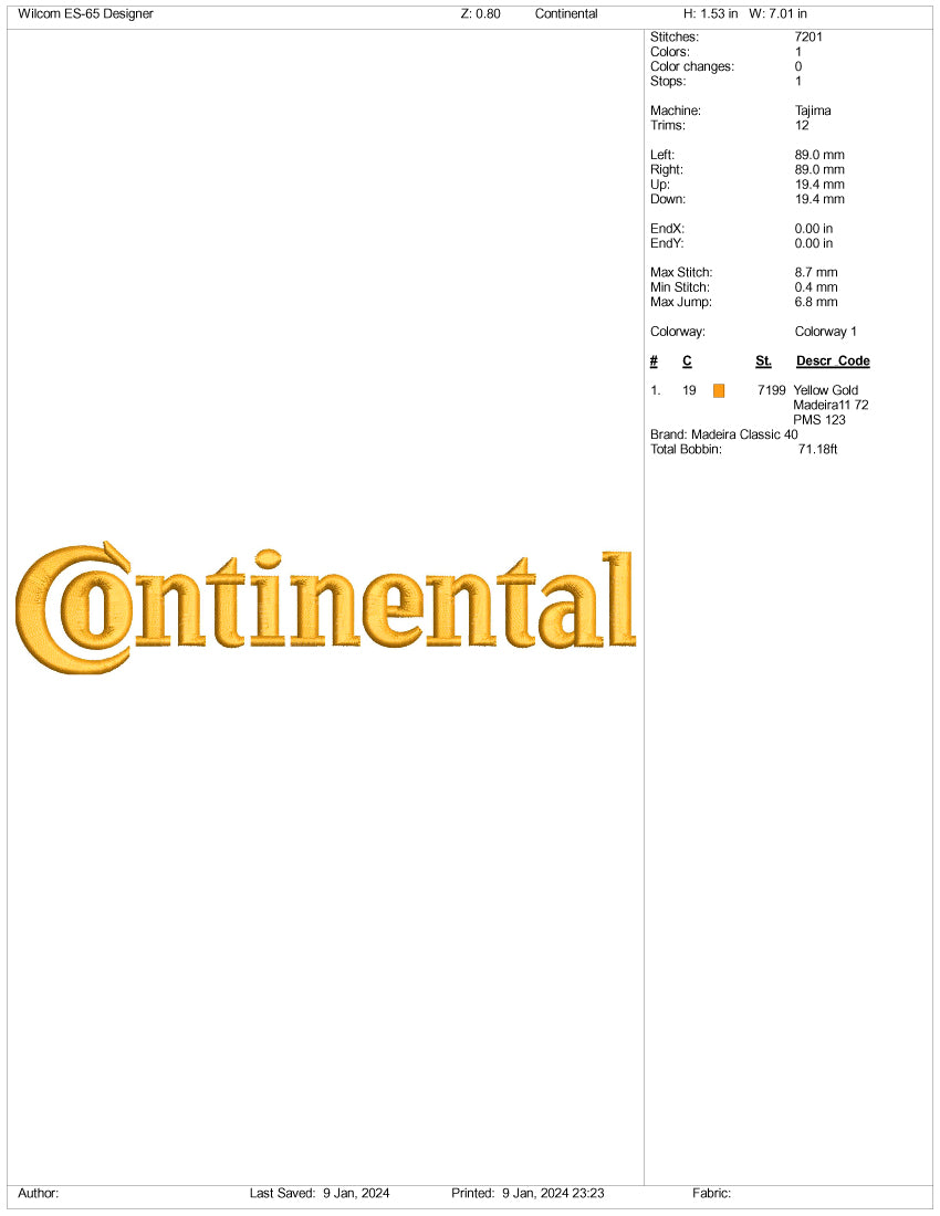 Continental Embroidery Design Files - 3 Size's