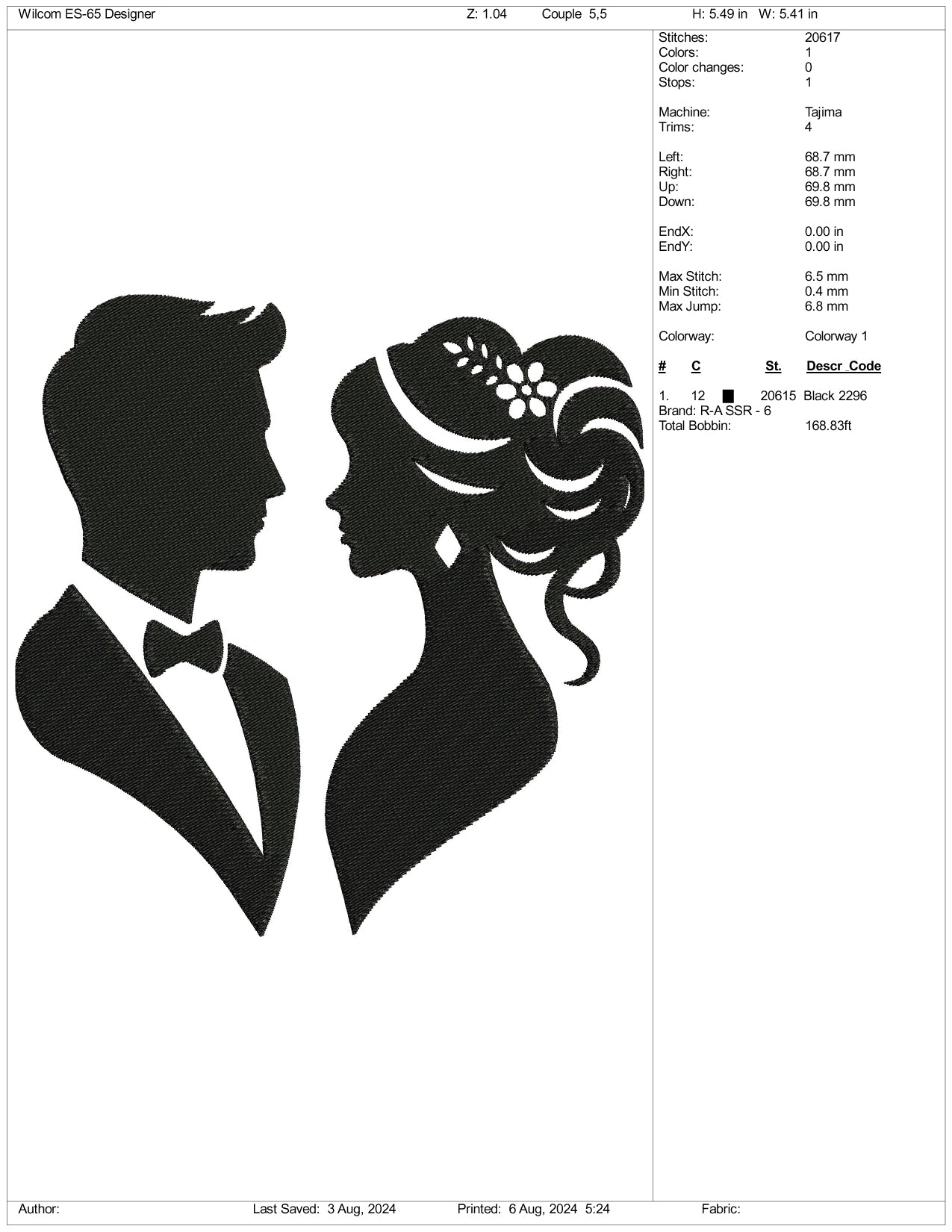 Wedding Couple Embroidery Files - 3 Size's