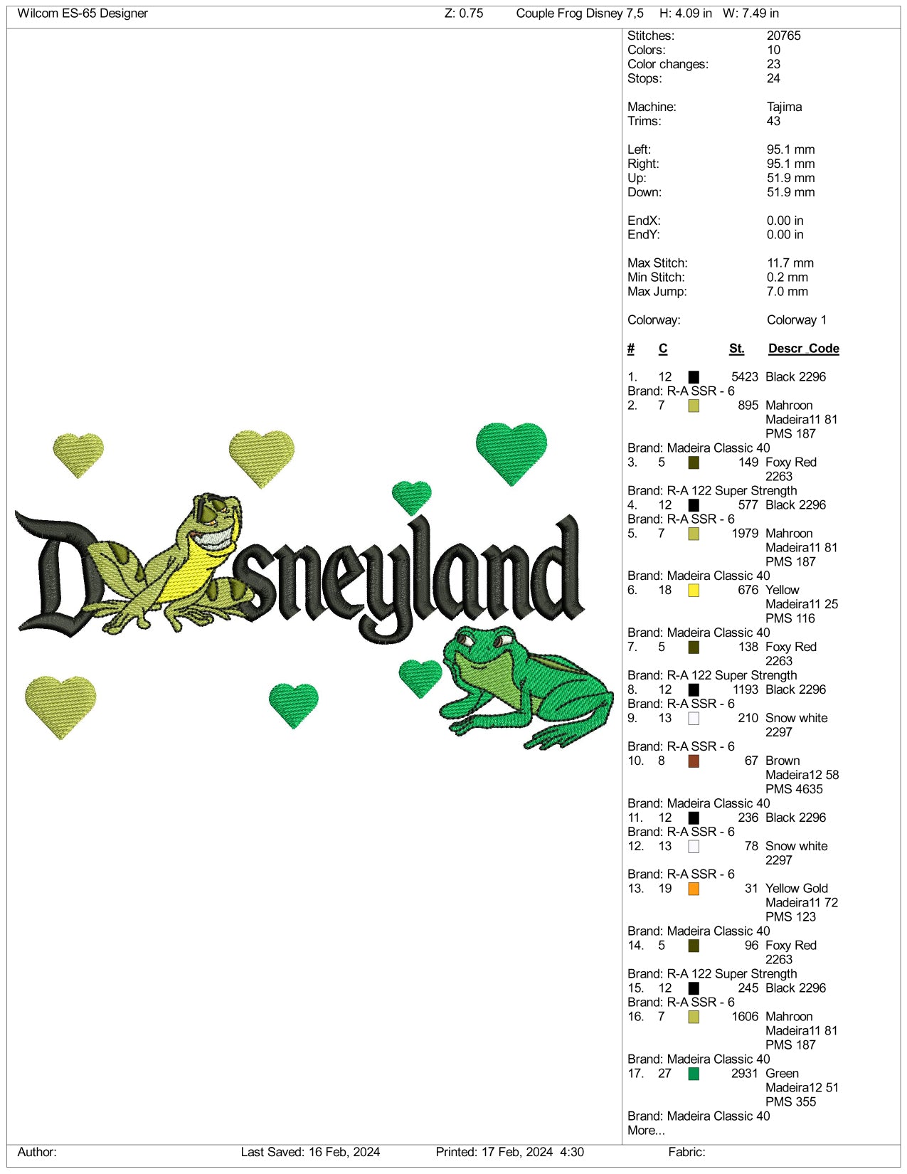 Prince Naveen & Princess Tiana Frogs Disneyland Embroidery Design Files - 3 Size's