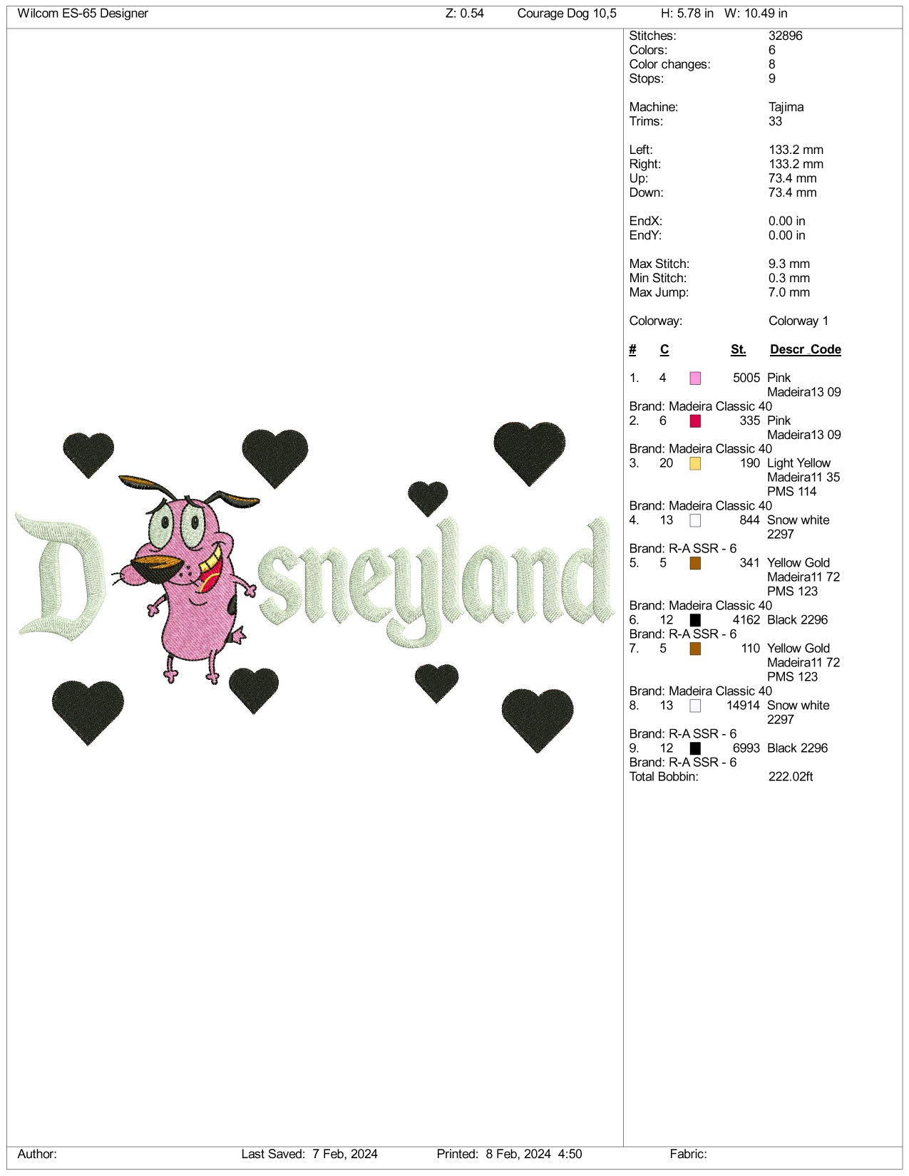 Courage v2 Disneyland Embroidery Design Files - 3 Size's