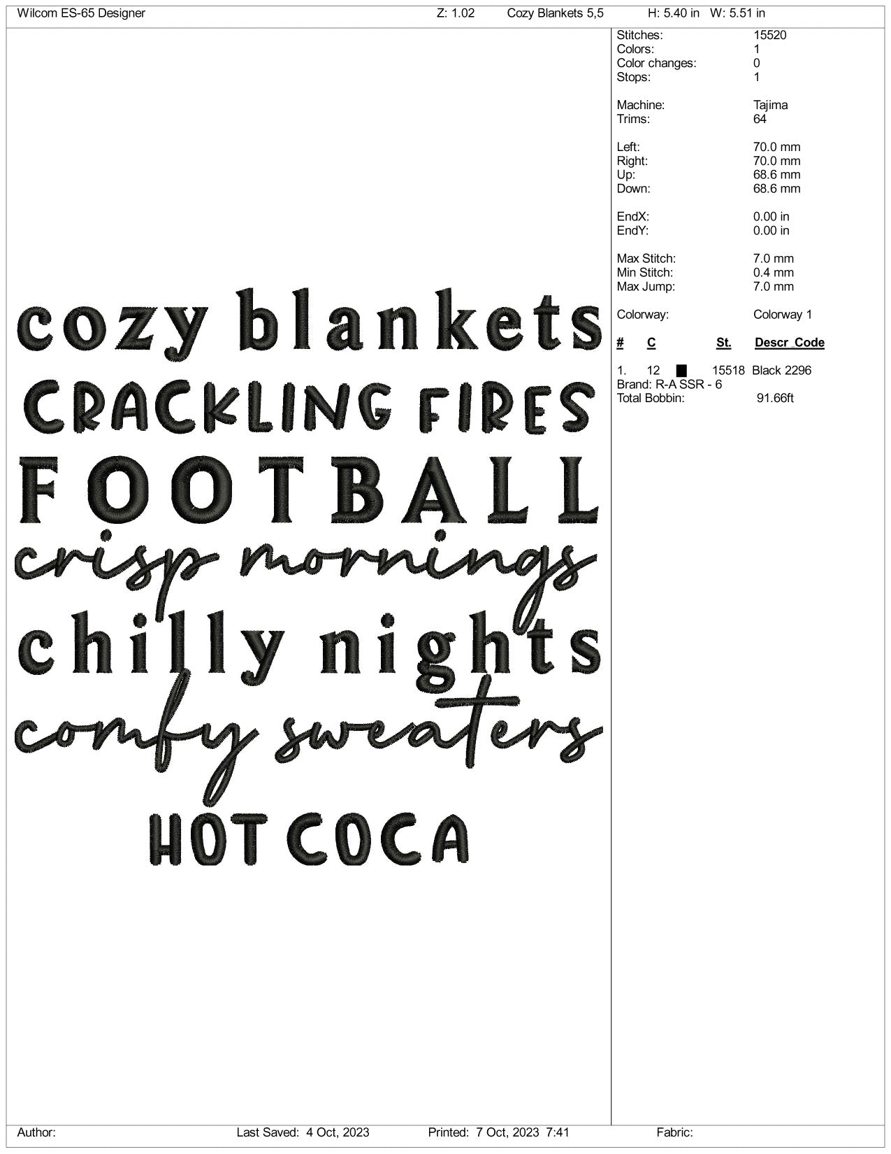 Cozy Blankets Embroidery Design Files - 3 Size's