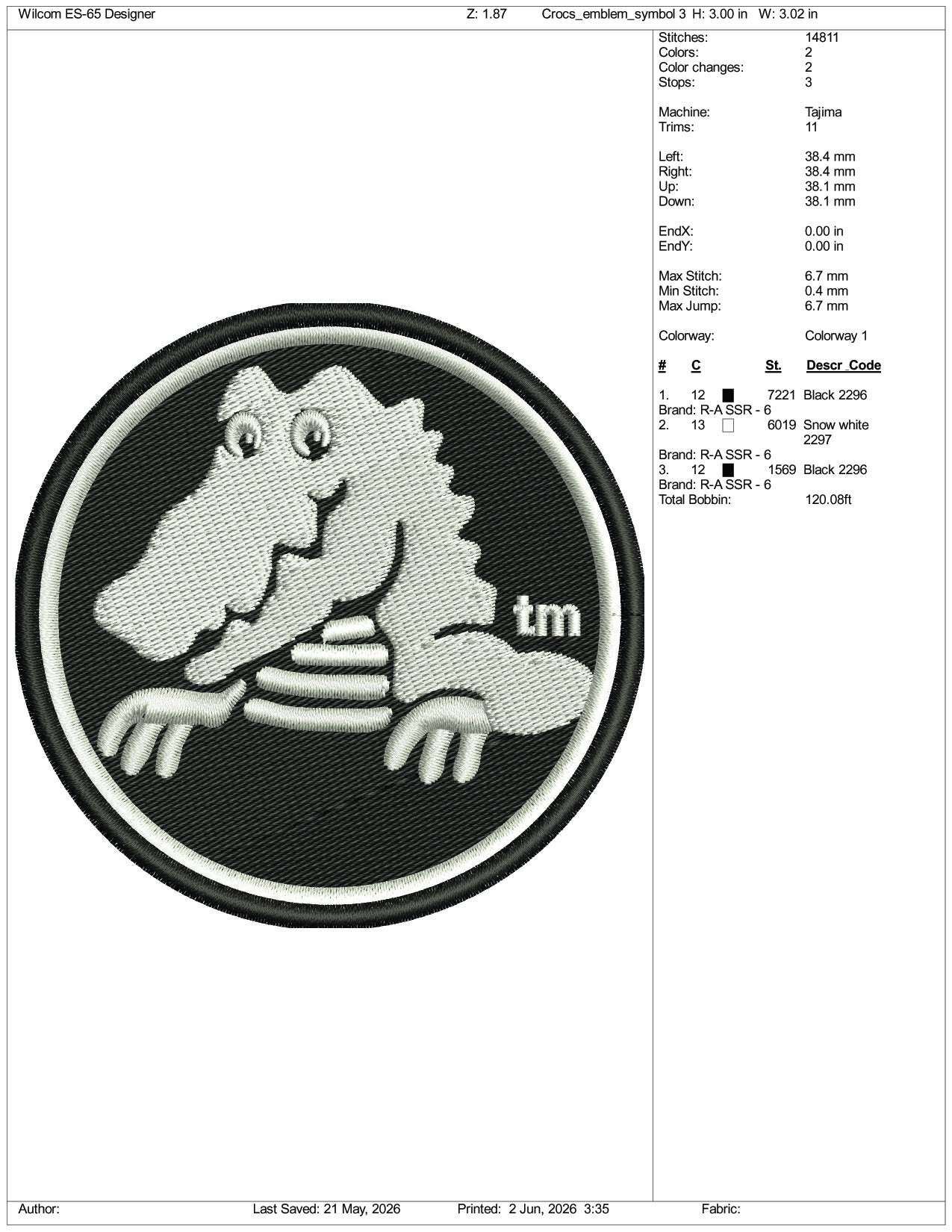 Crocs Logo v2 Embroidery Design Files - 3 Size's