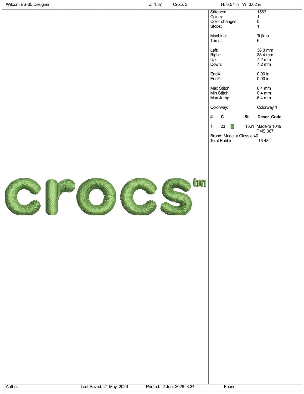 Crocs Logo Embroidery Design Files - 3 Size's