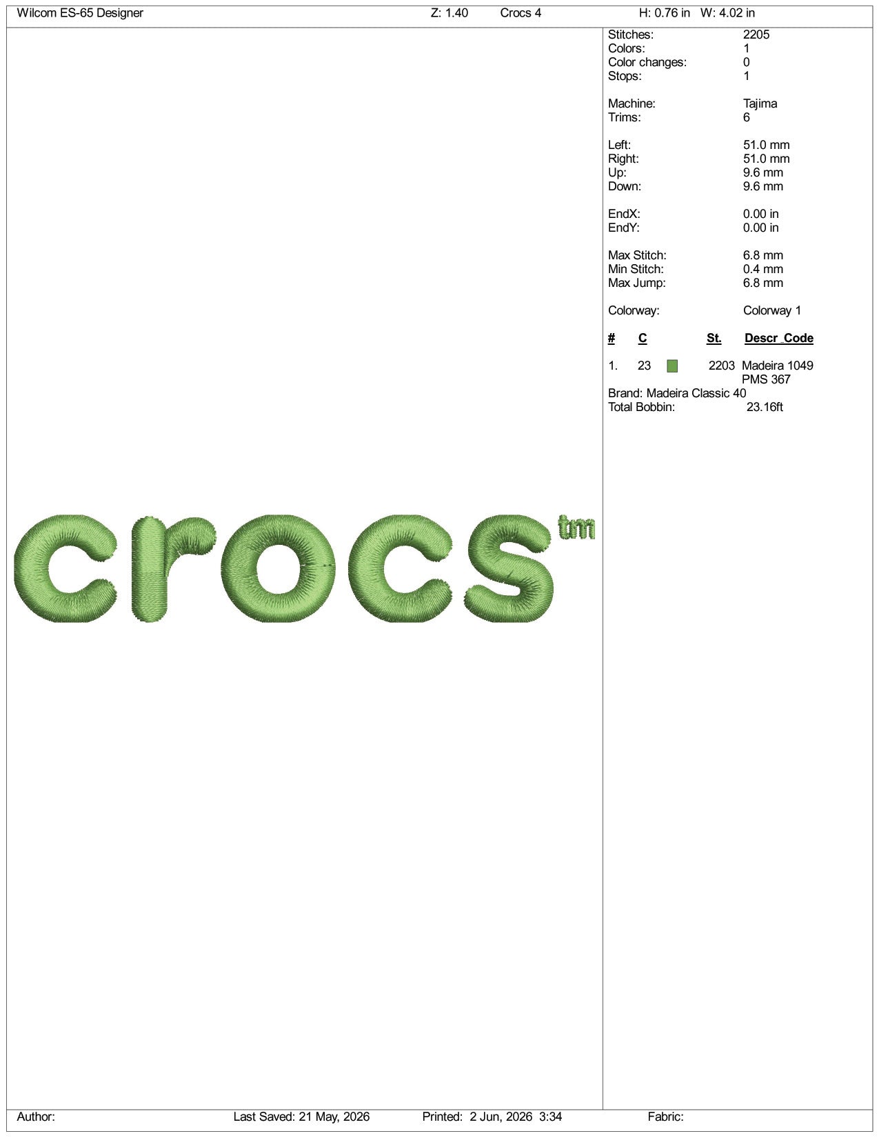 Crocs Logo Embroidery Design Files - 3 Size's