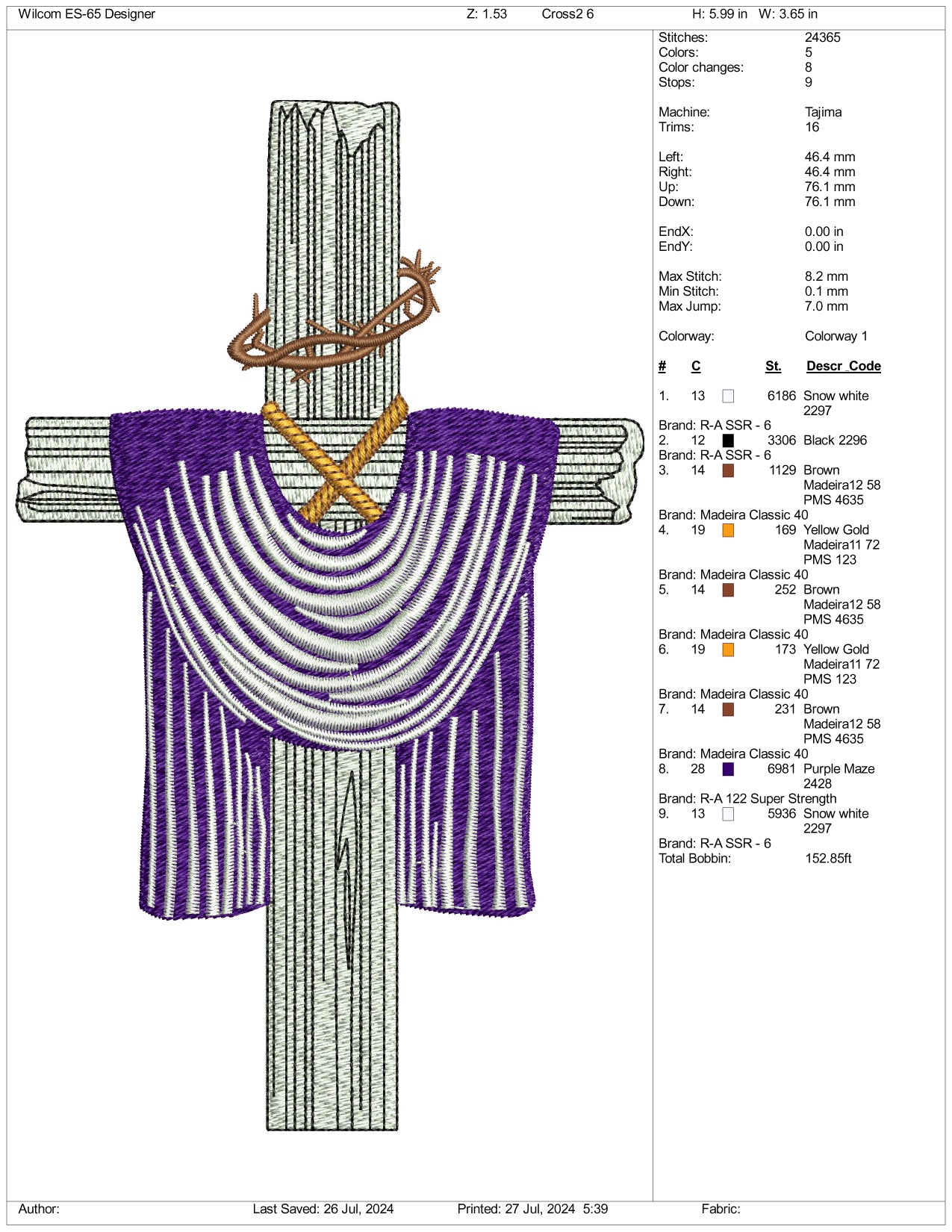 Christianity Cross v2Embroidery Design Files - 3 Size's